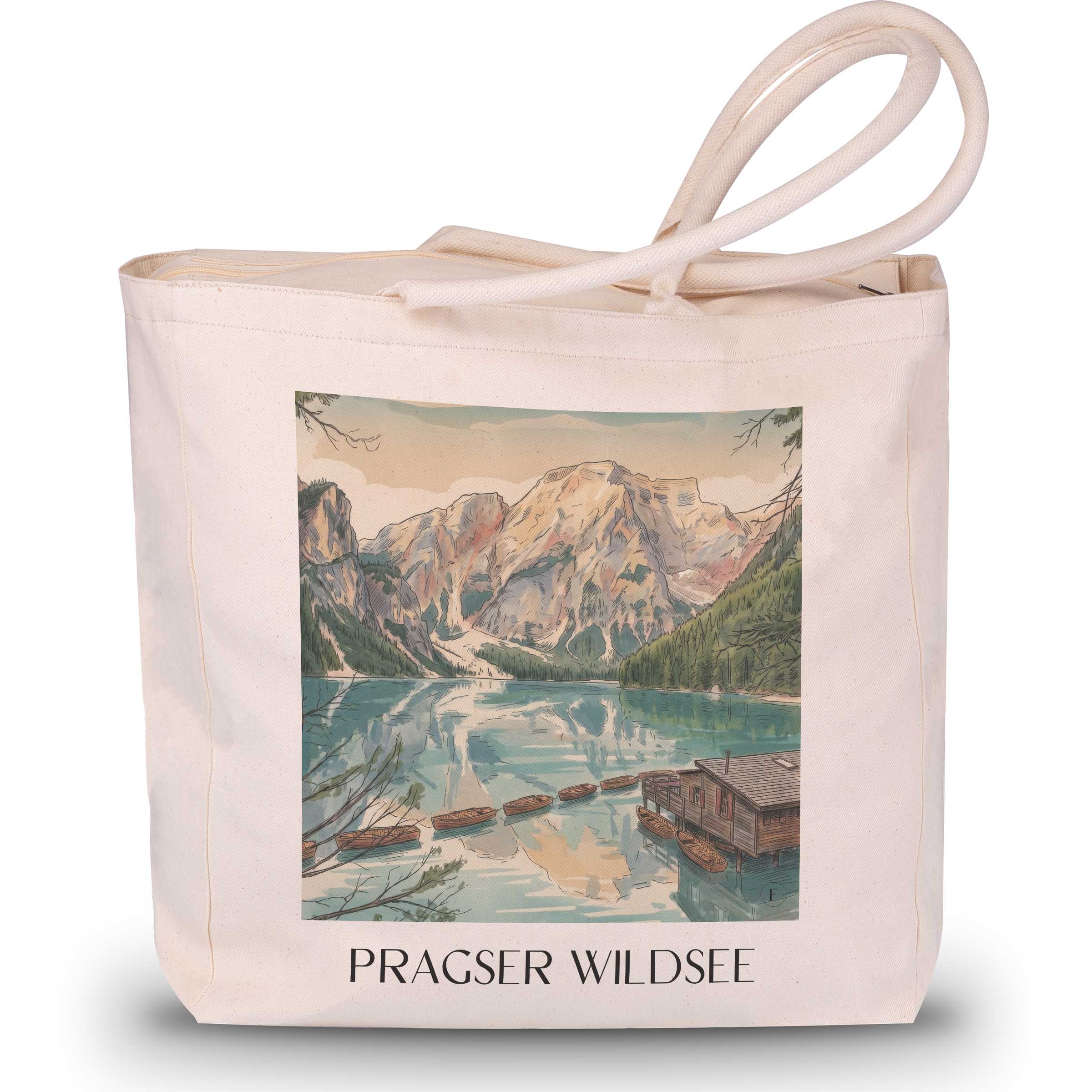 pragser-wildsee-südtirol-italien-einkaufstasche-aquarell