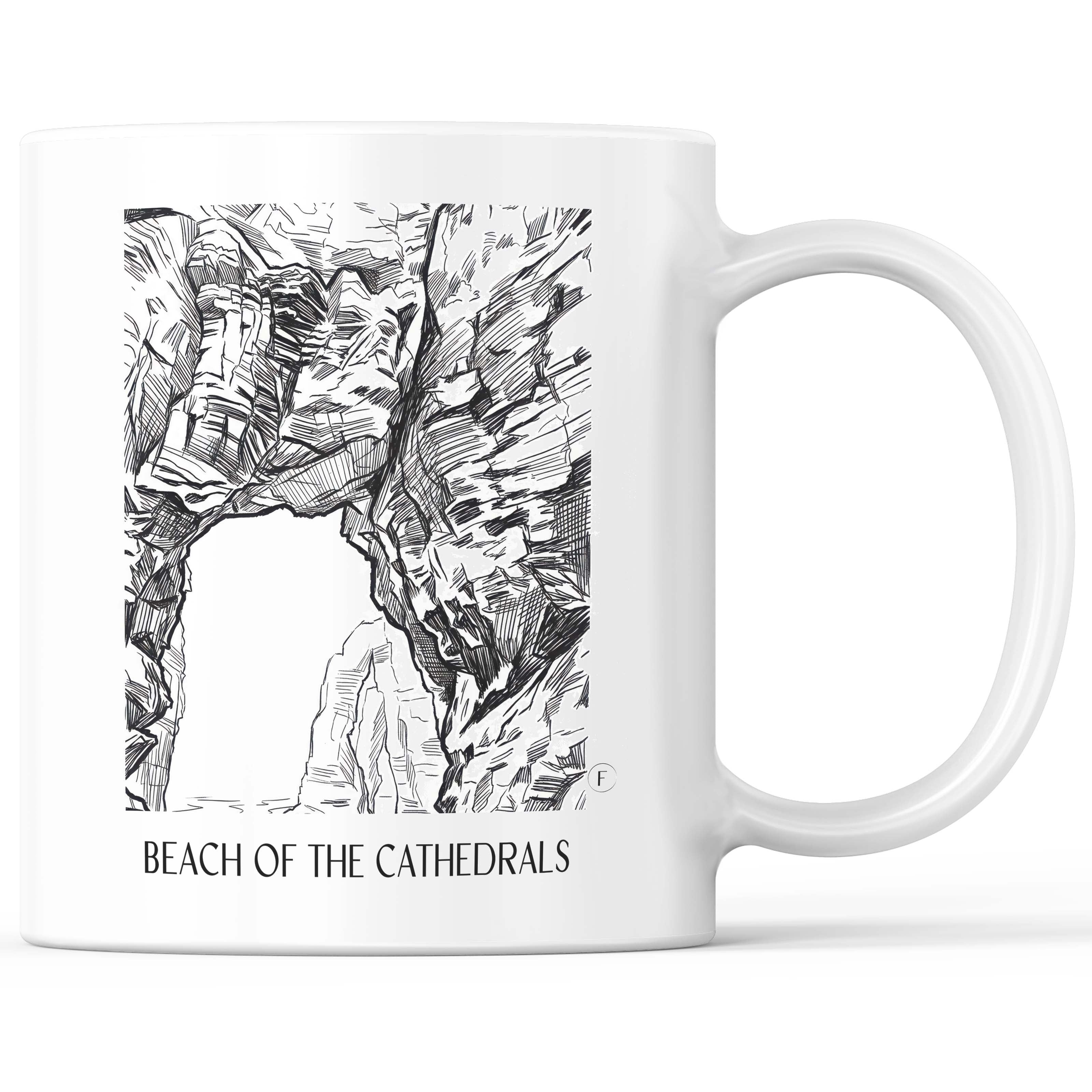 Praia das Catedrais Kaffeebecher - Spanien - Spanien Becher - Kaffeetasse im Skizze Stil - favplace