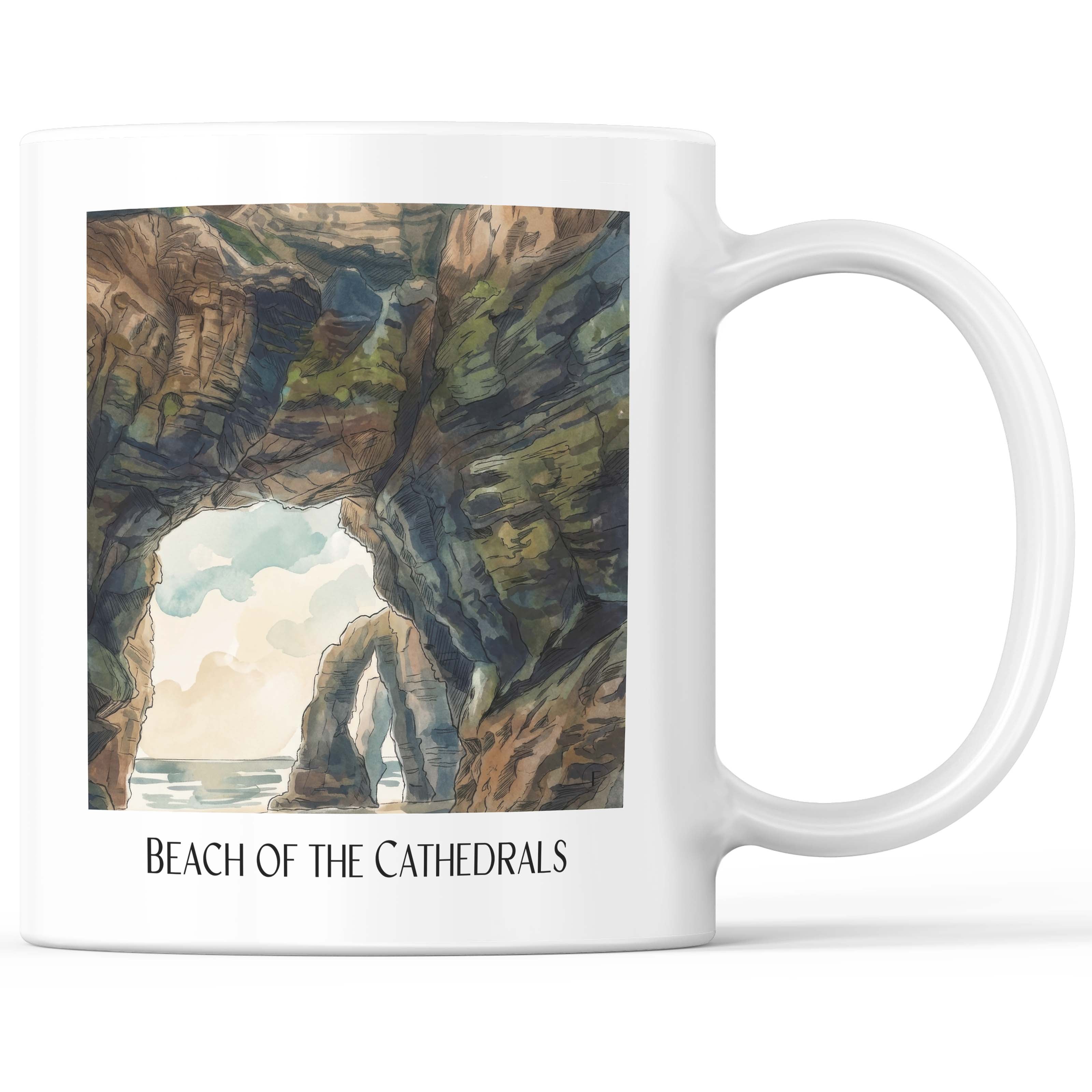 Praia das Catedrais Kaffeebecher - Spanien - Spanien und Spanien Becher - Kaffeetasse im Aquarell Stil - favplace