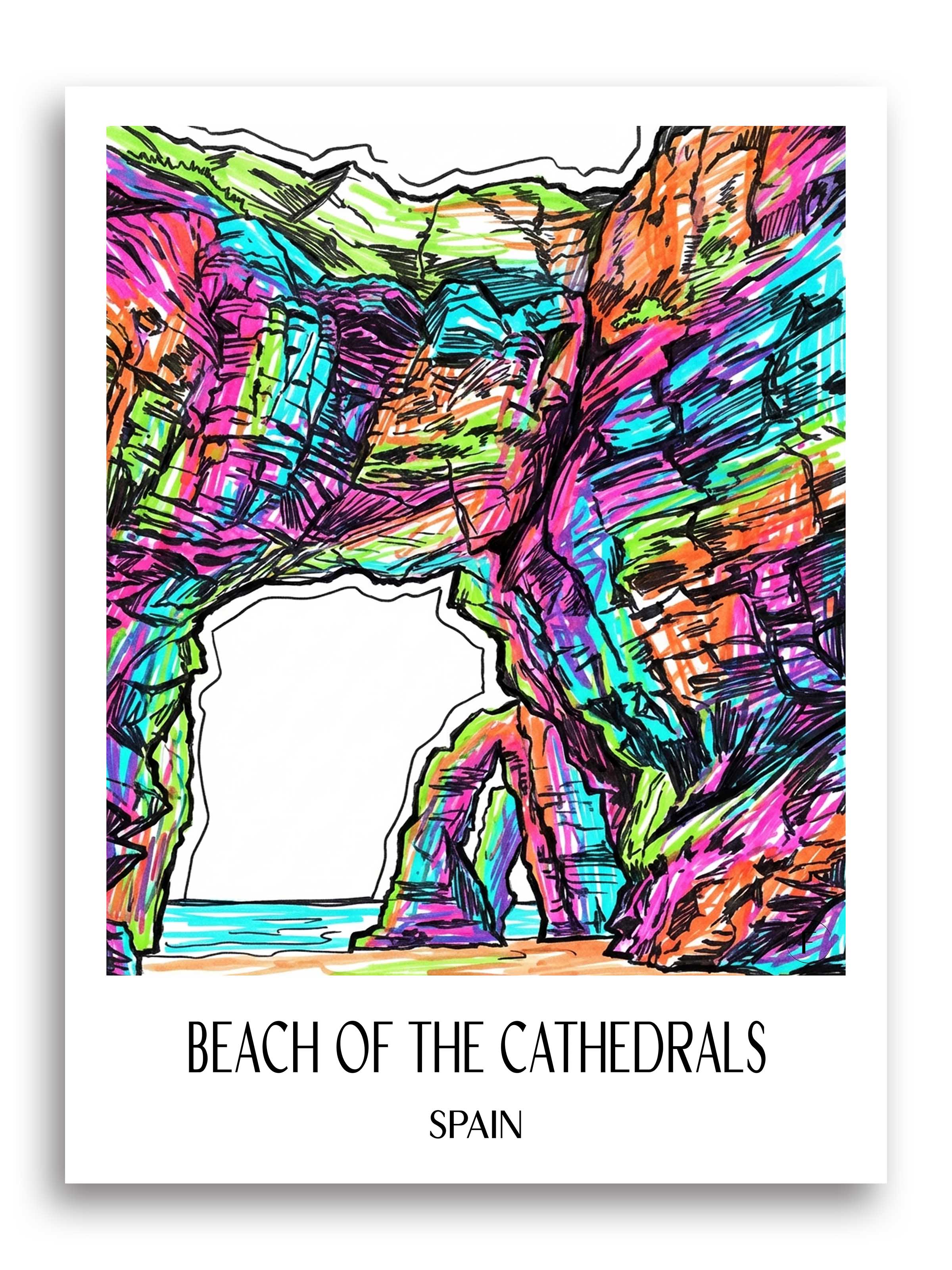 Praia das Catedrais Poster - Spanien - Spanien Kunstdruck - Tag Graffiti von A4 bis A1 - favplace