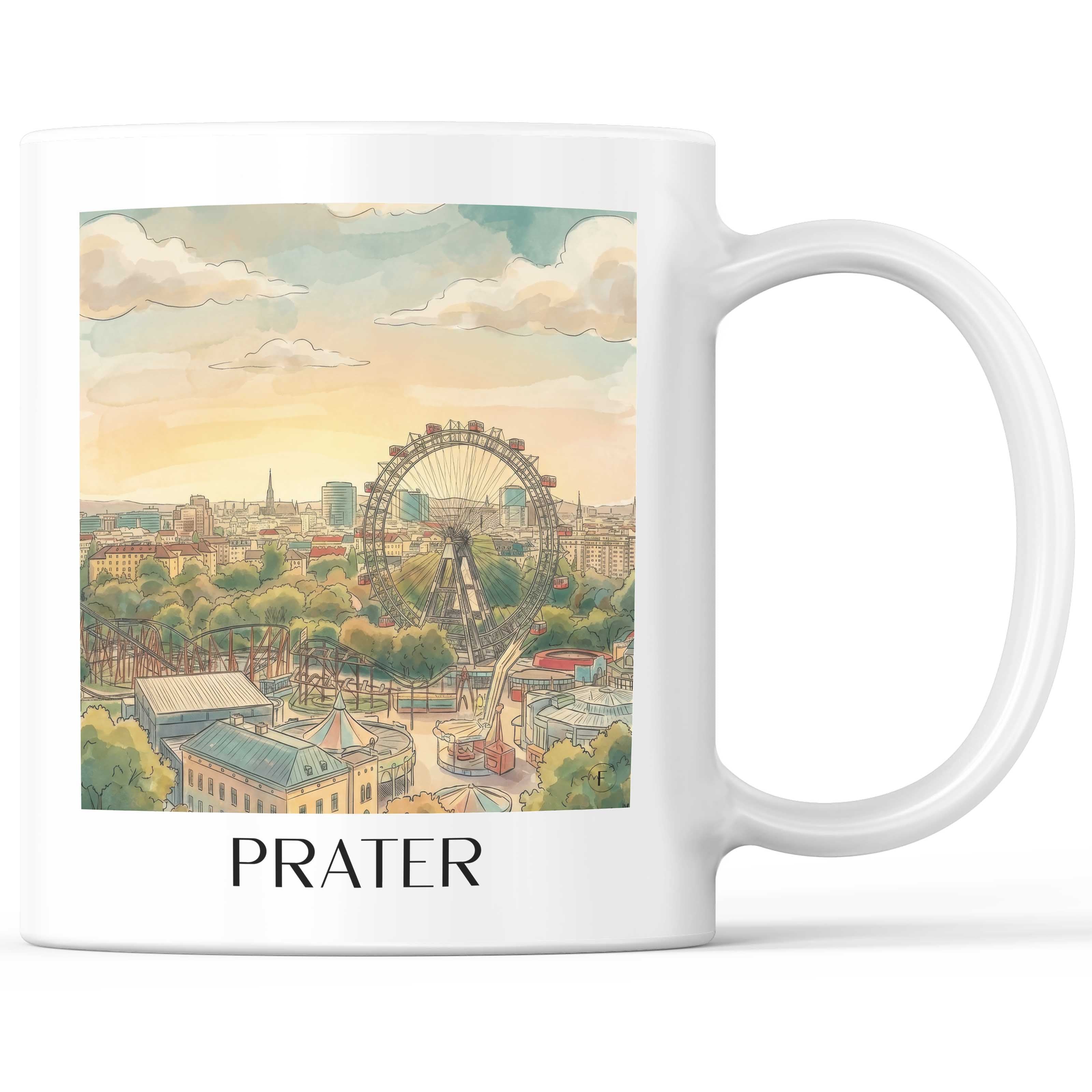 Prater Kaffeebecher - Wien - Österreich Becher - Kaffeetasse im Aquarell Stil - favplace