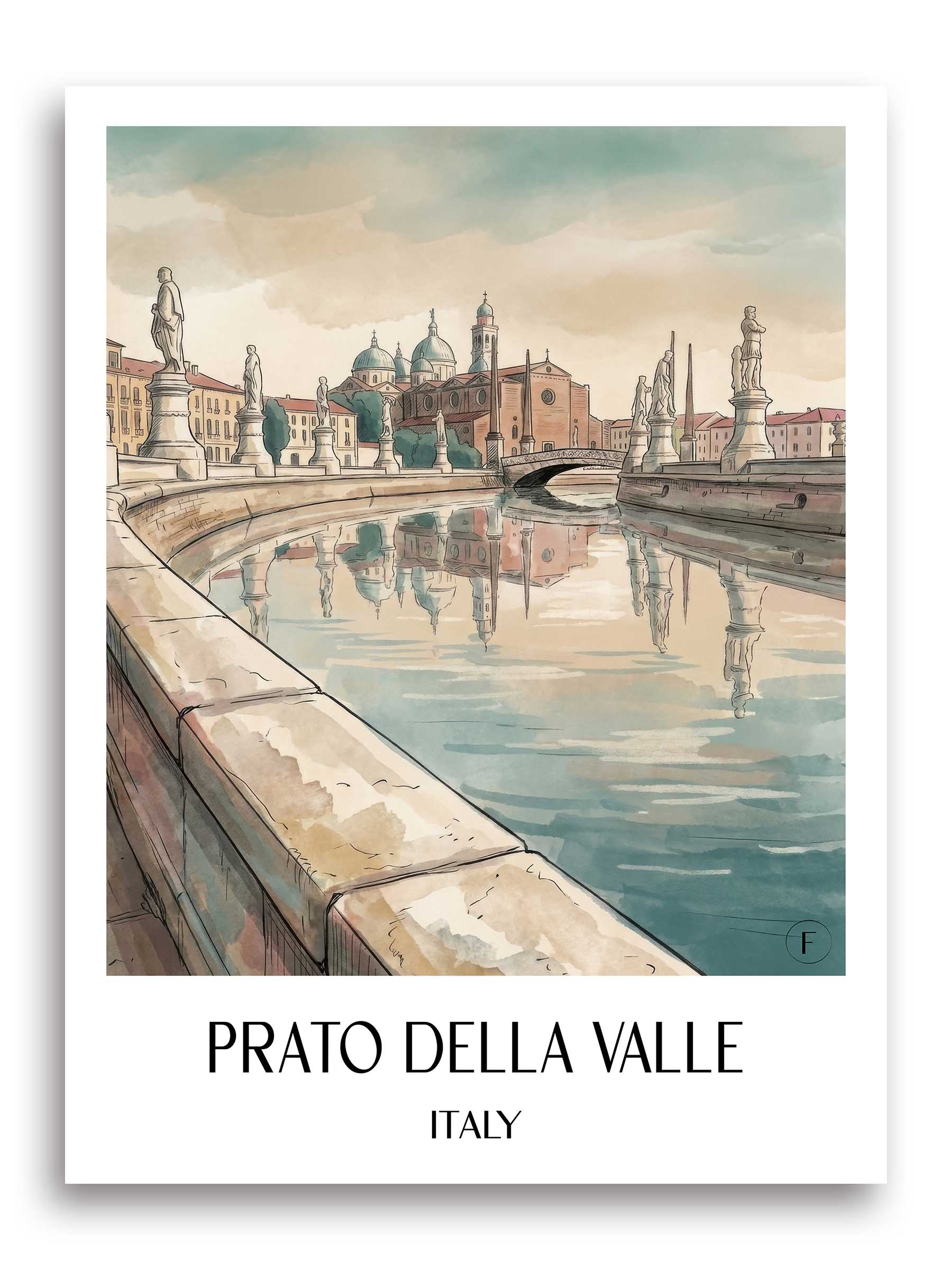 Prato della Valle Poster - Padua - Italien Kunstdruck - Aquarell von A4 bis A1 - favplace
