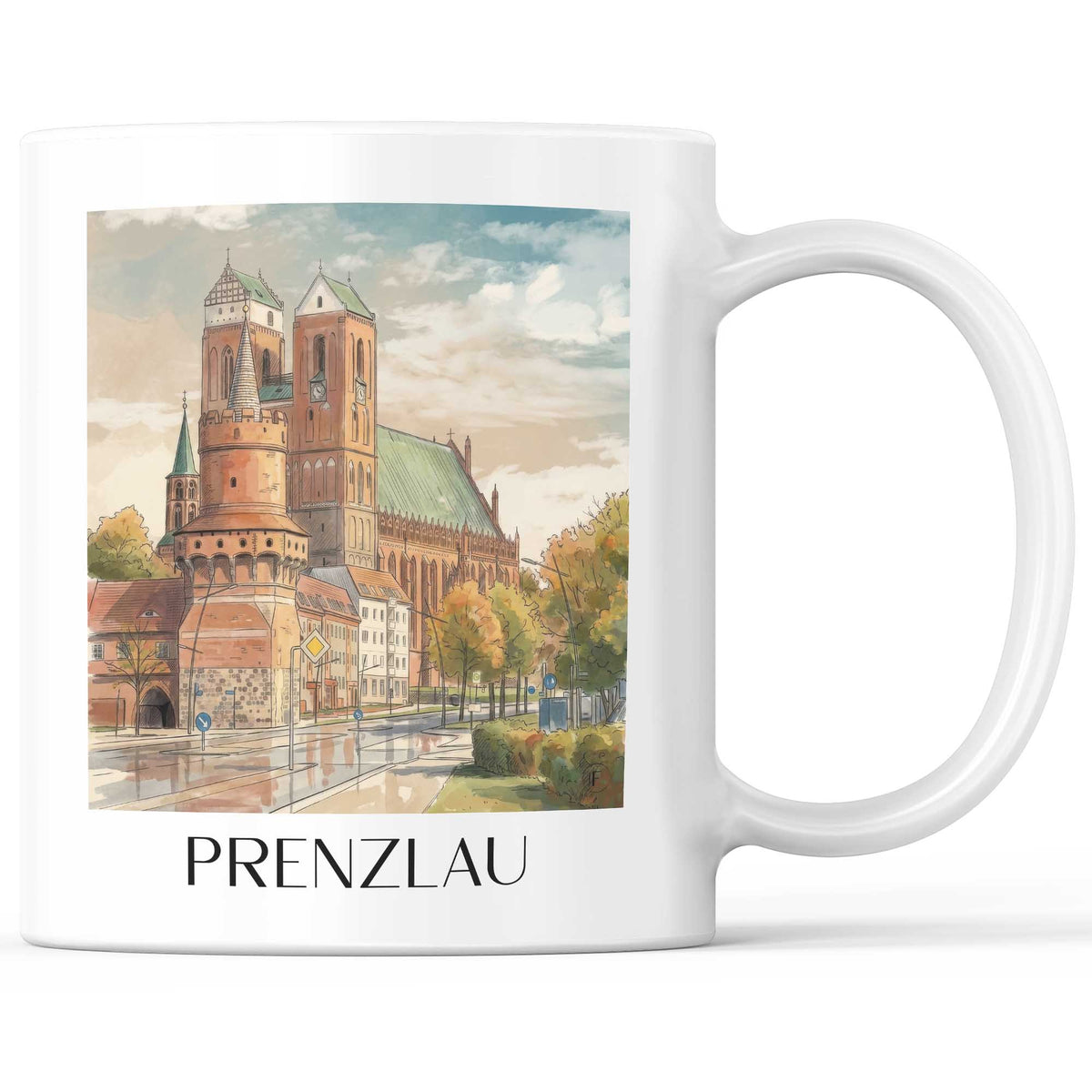 Prenzlau Kaffeebecher - Uckermark - Deutschland Becher - Kaffeetasse im Aquarell Stil - favplace