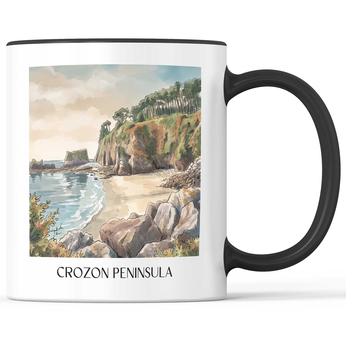 Presqu'île de Crozon Kaffeebecher - Finistère - Frankreich Becher - Kaffeetasse im Aquarell Stil - favplace