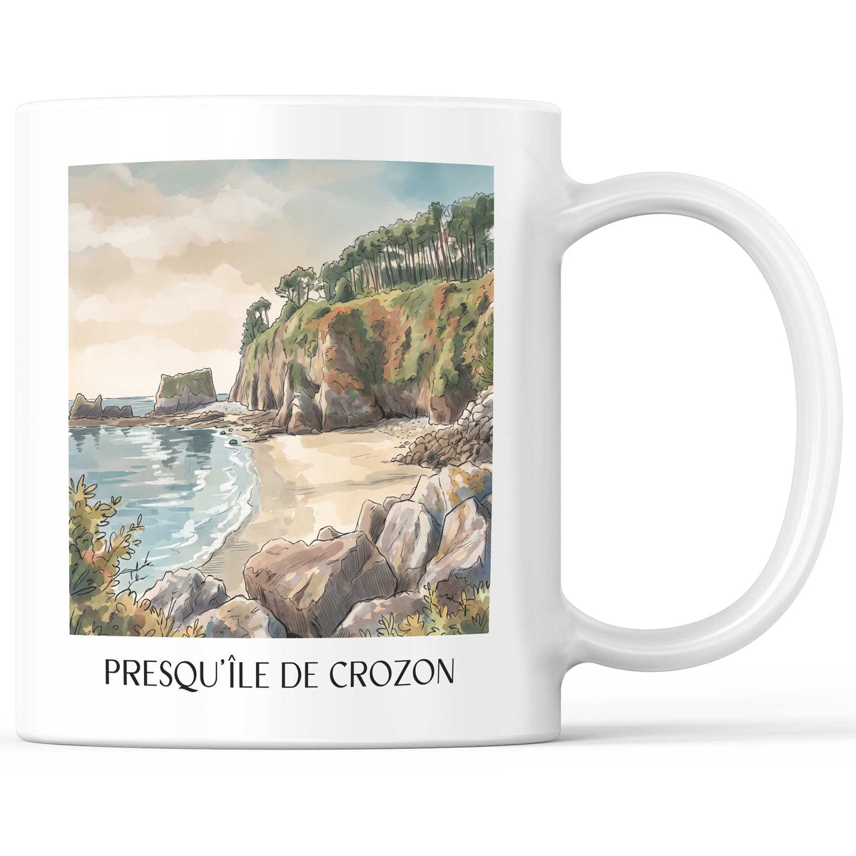 Presqu'île de Crozon Kaffeebecher - Finistère - Frankreich Becher - Kaffeetasse im Aquarell Stil - favplace