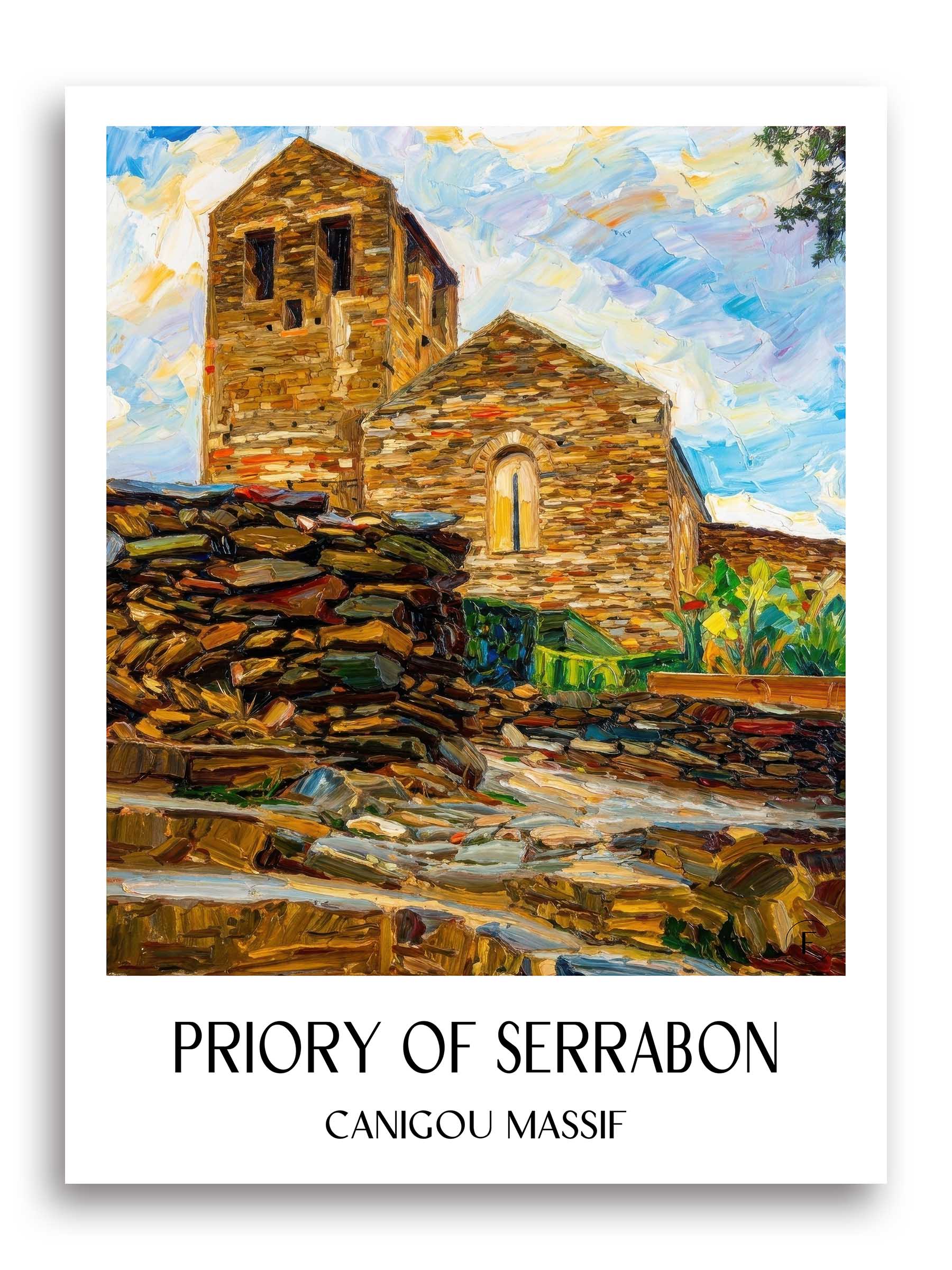 Prieuré de Serrabon Poster - Massif du Canigou - Frankreich Kunstdruck - Ölgemälde von A4 bis A1 - favplace