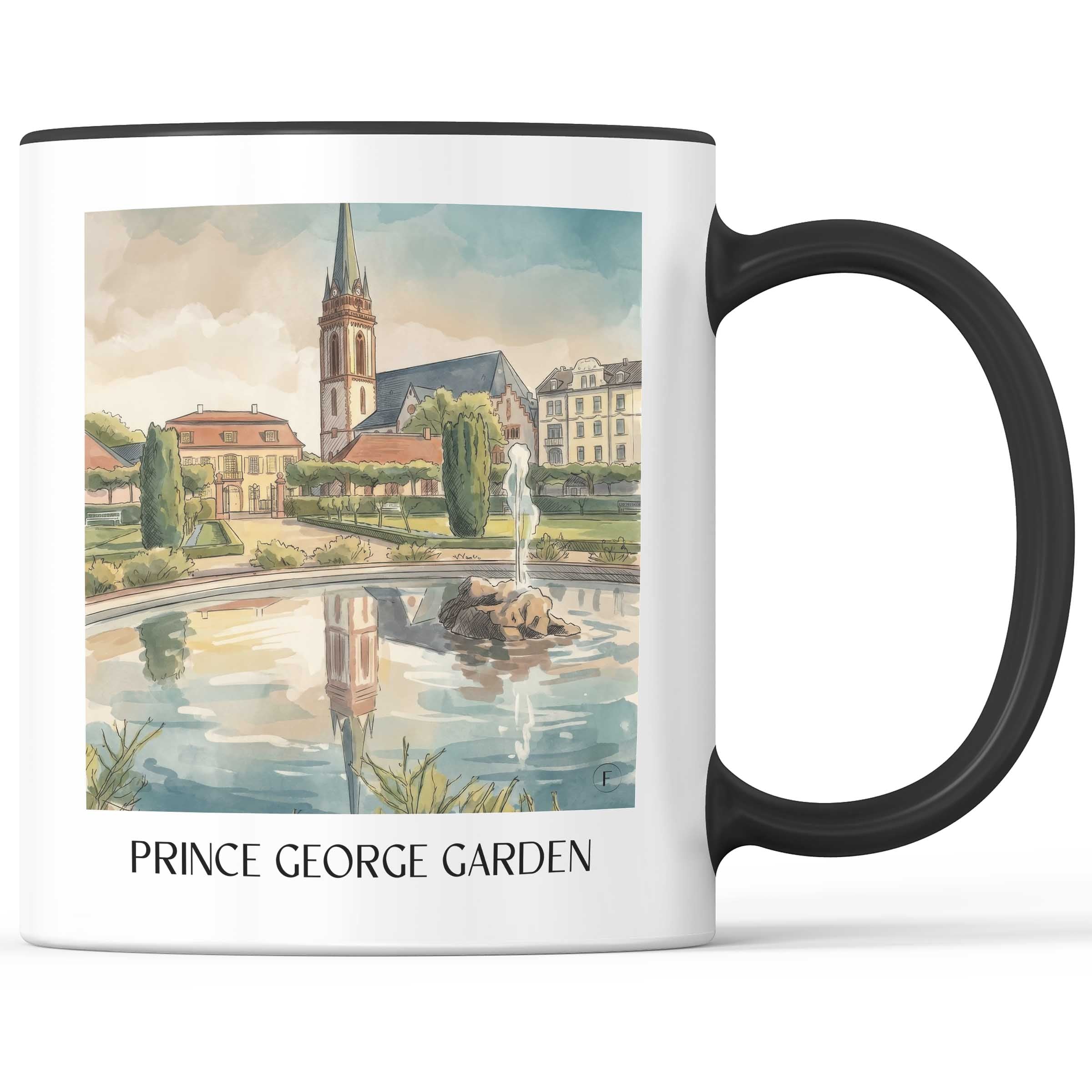 Prinz-Georg-Garten Kaffeebecher - Darmstadt - Deutschland Becher - Kaffeetasse im Aquarell Stil - favplace