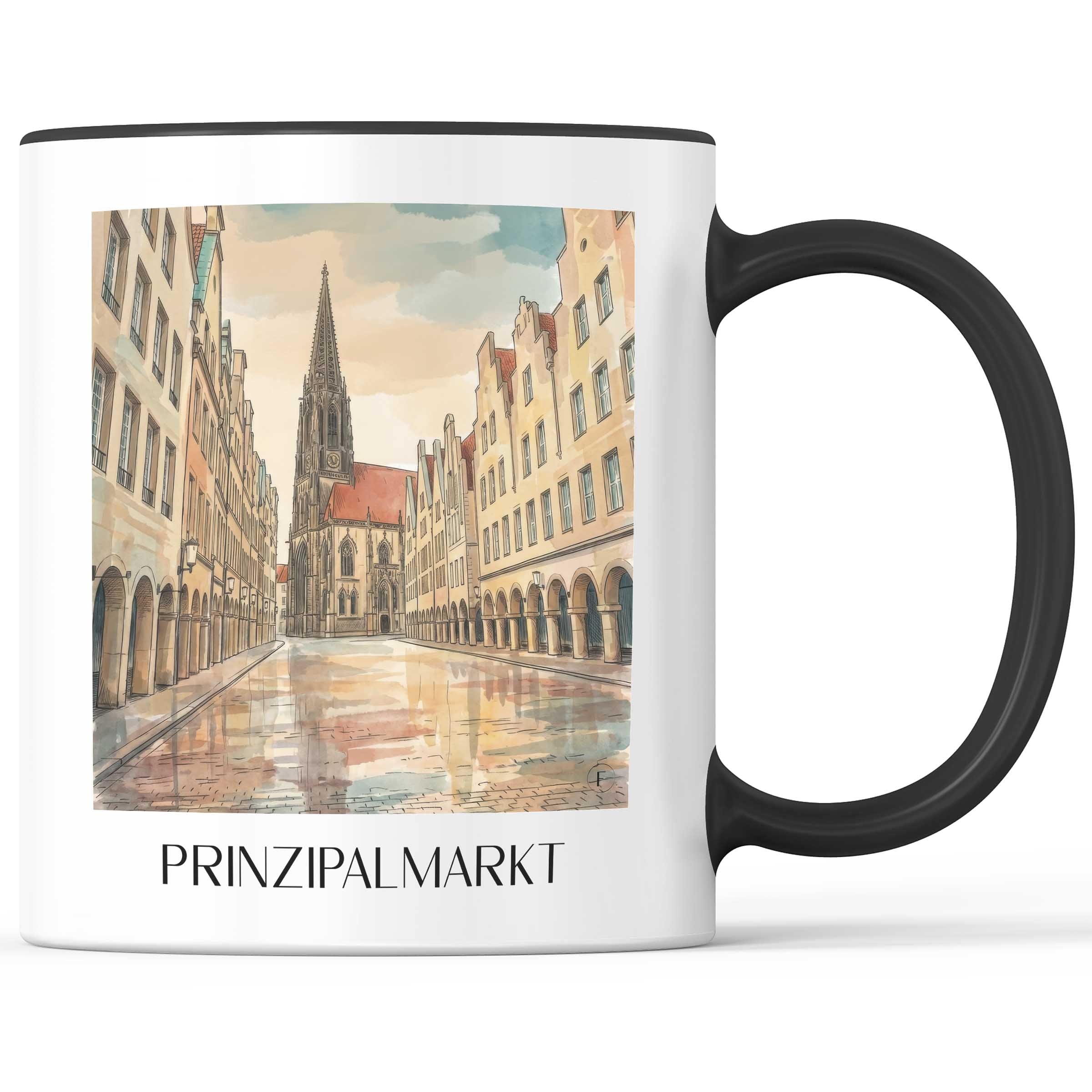Prinzipalmarkt Kaffeebecher - Münster - Deutschland Becher - Kaffeetasse im Aquarell Stil - favplace