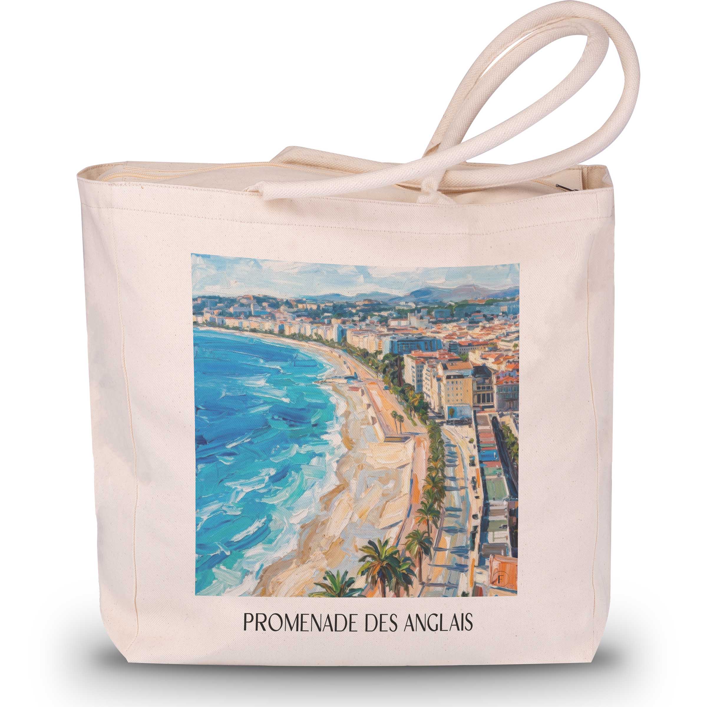 Promenade des Anglais Shopping Tasche - Nizza - Frankreich Tote Bag - Einkaufstasche im Ölgemälde Stil - favplace