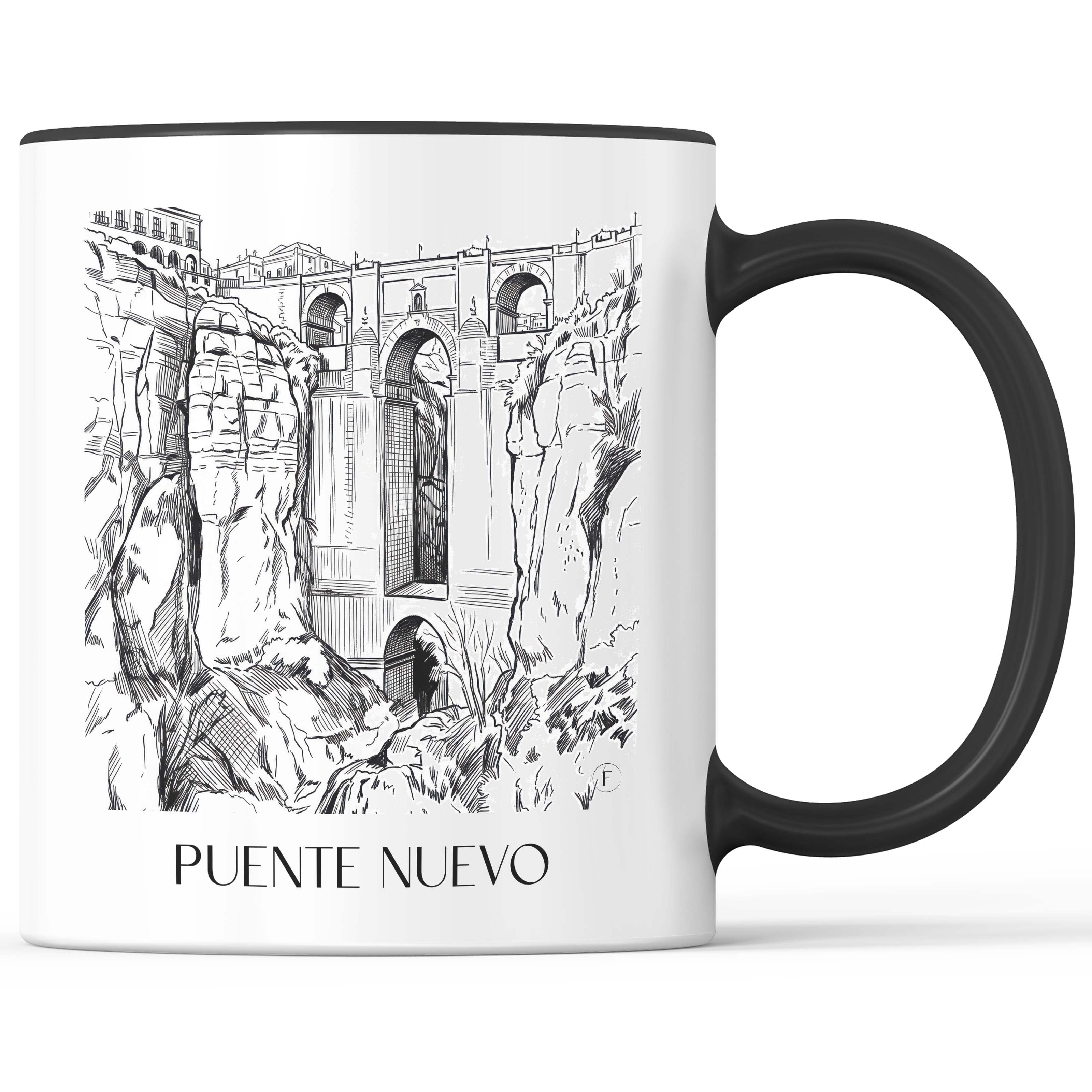 puente-nuevo-ronda-spanien-kaffeebecher-skizze