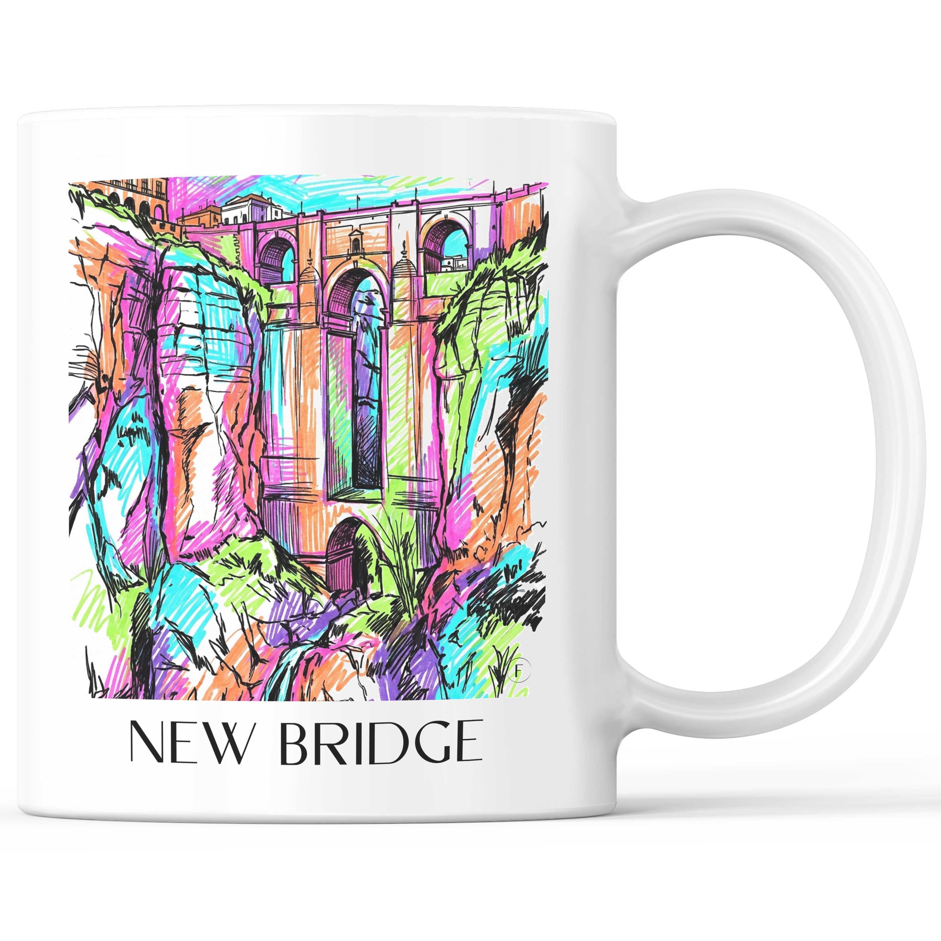 Puente Nuevo Kaffeebecher - Ronda - Spanien Becher - Kaffeetasse im Tag Graffiti Stil - favplace
