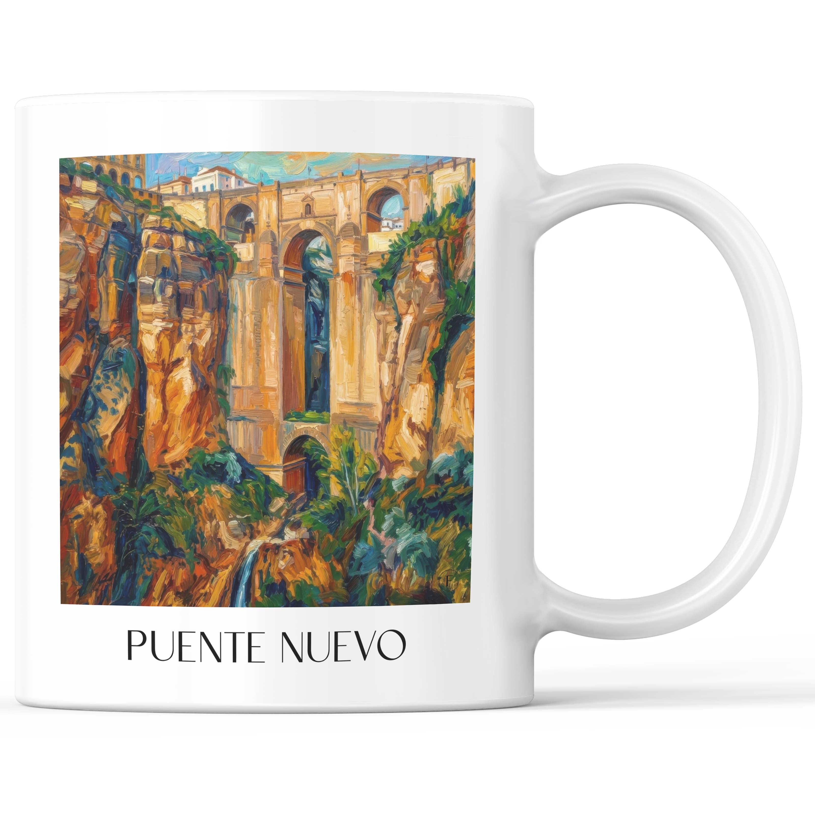Puente Nuevo Kaffeebecher - Ronda - Spanien Becher - Kaffeetasse im Ölgemälde Stil - favplace