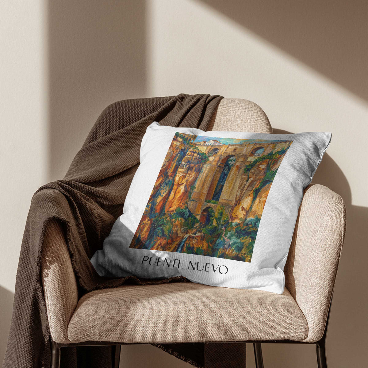 puente-nuevo-ronda-spanien-kissenbezug-oil-painting-oelgemaelde