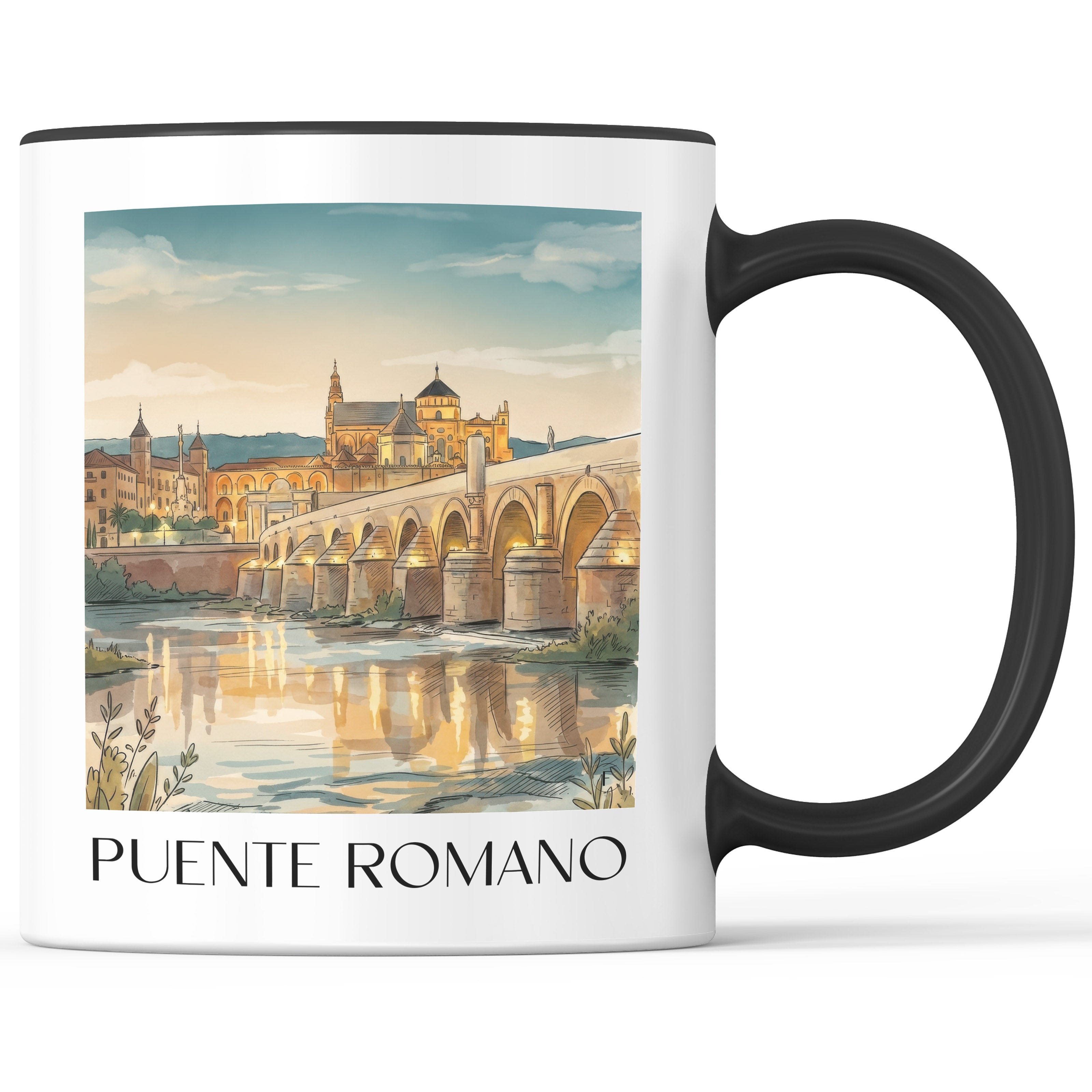 puente-romano-córdoba-spanien-kaffeebecher-aquarell