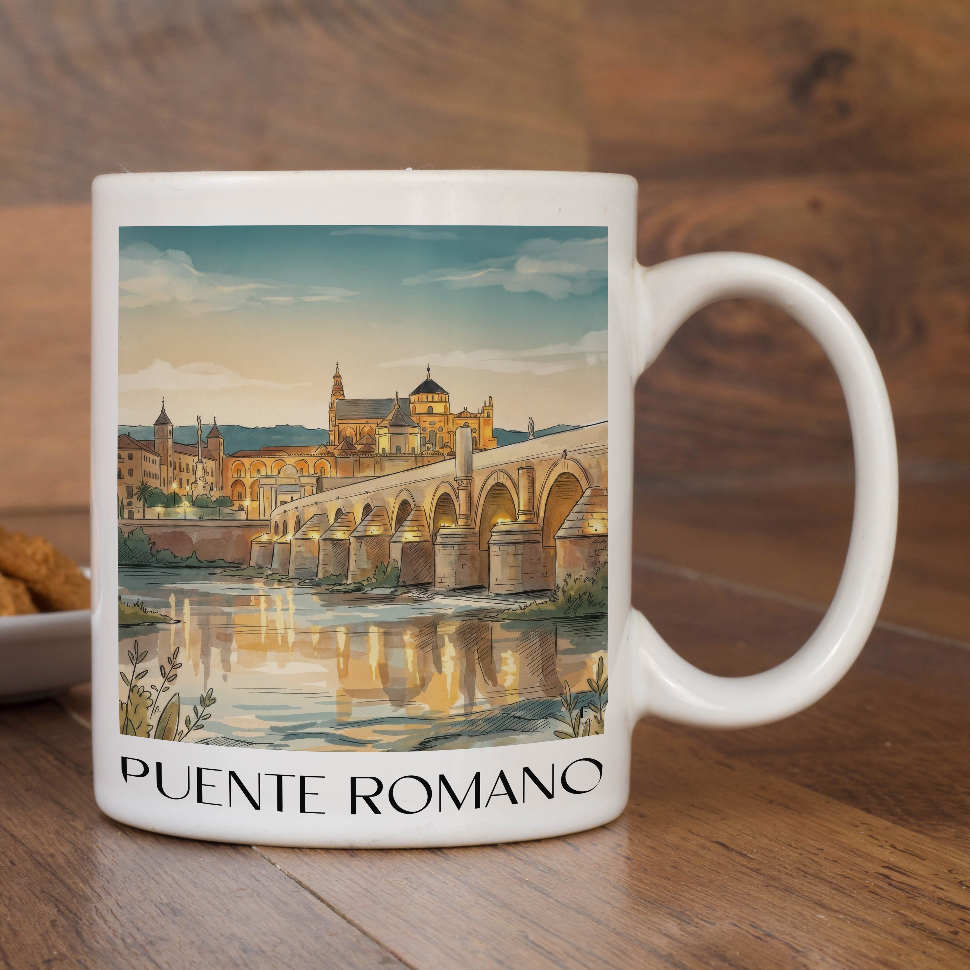 puente-romano-córdoba-spanien-kaffeebecher-aquarell