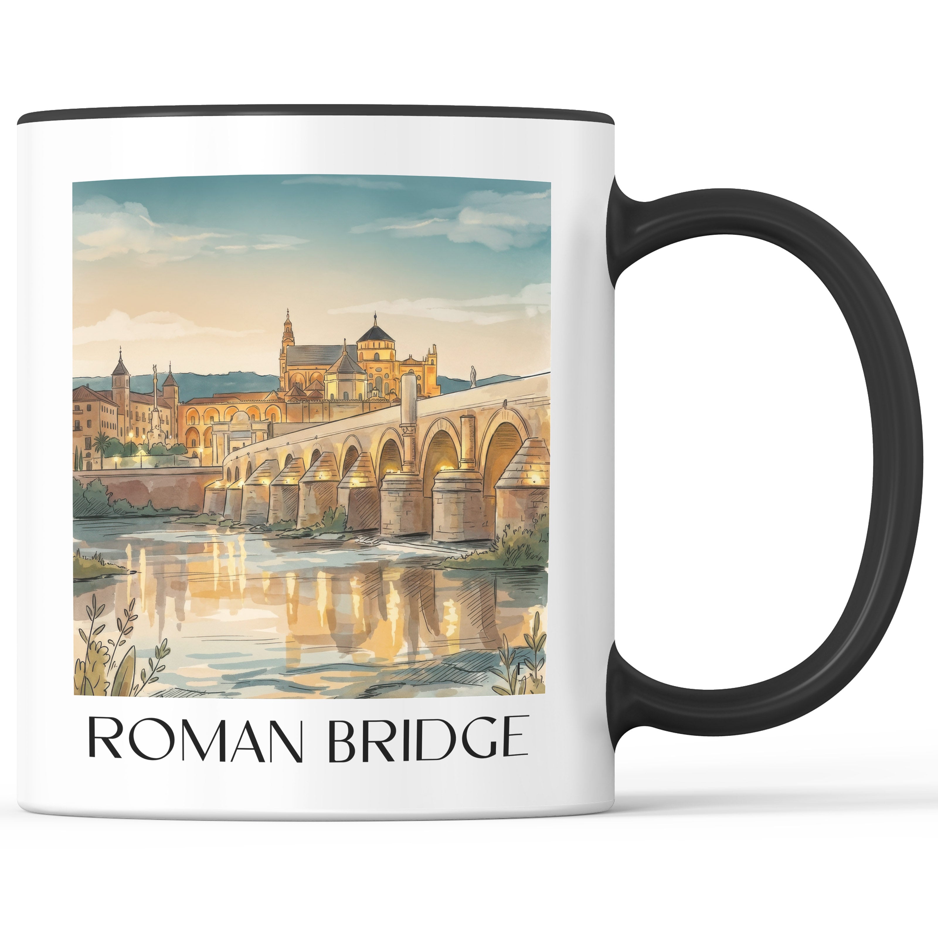 Puente Romano Kaffeebecher - Córdoba - Spanien Becher - Kaffeetasse im Aquarell Stil - favplace