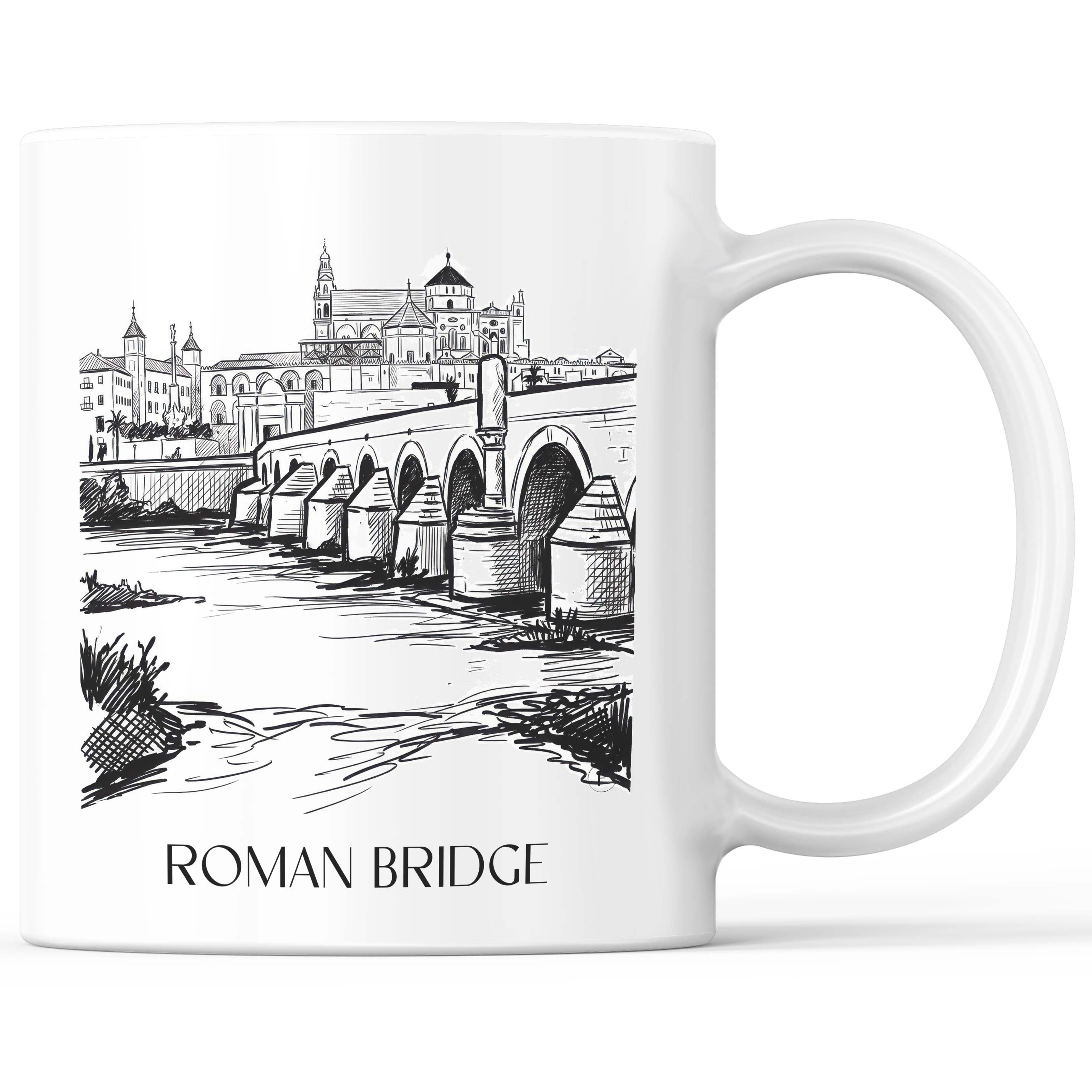 Puente Romano Kaffeebecher - Córdoba - Spanien Becher - Kaffeetasse im Skizze Stil - favplace