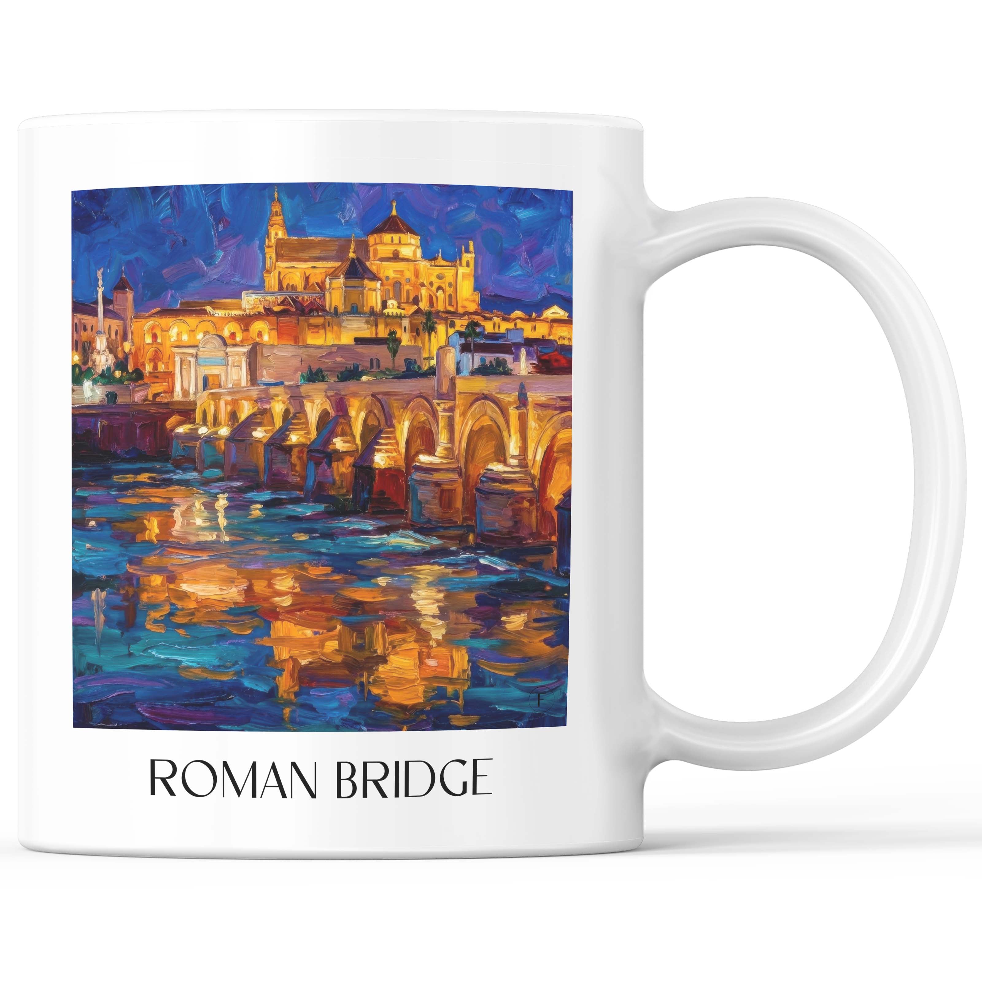 Puente Romano Kaffeebecher - Córdoba - Spanien Becher - Kaffeetasse im Ölgemälde Stil - favplace