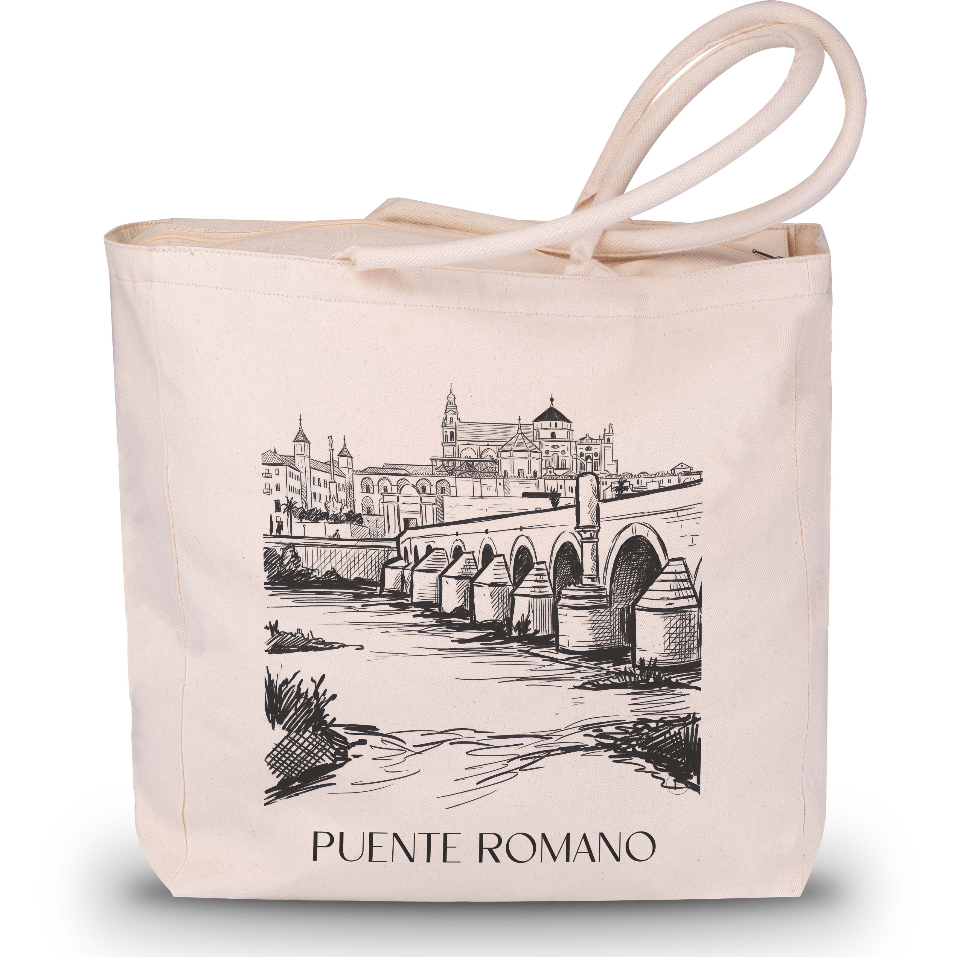 puente-romano-córdoba-spanien-einkaufstasche-skizze