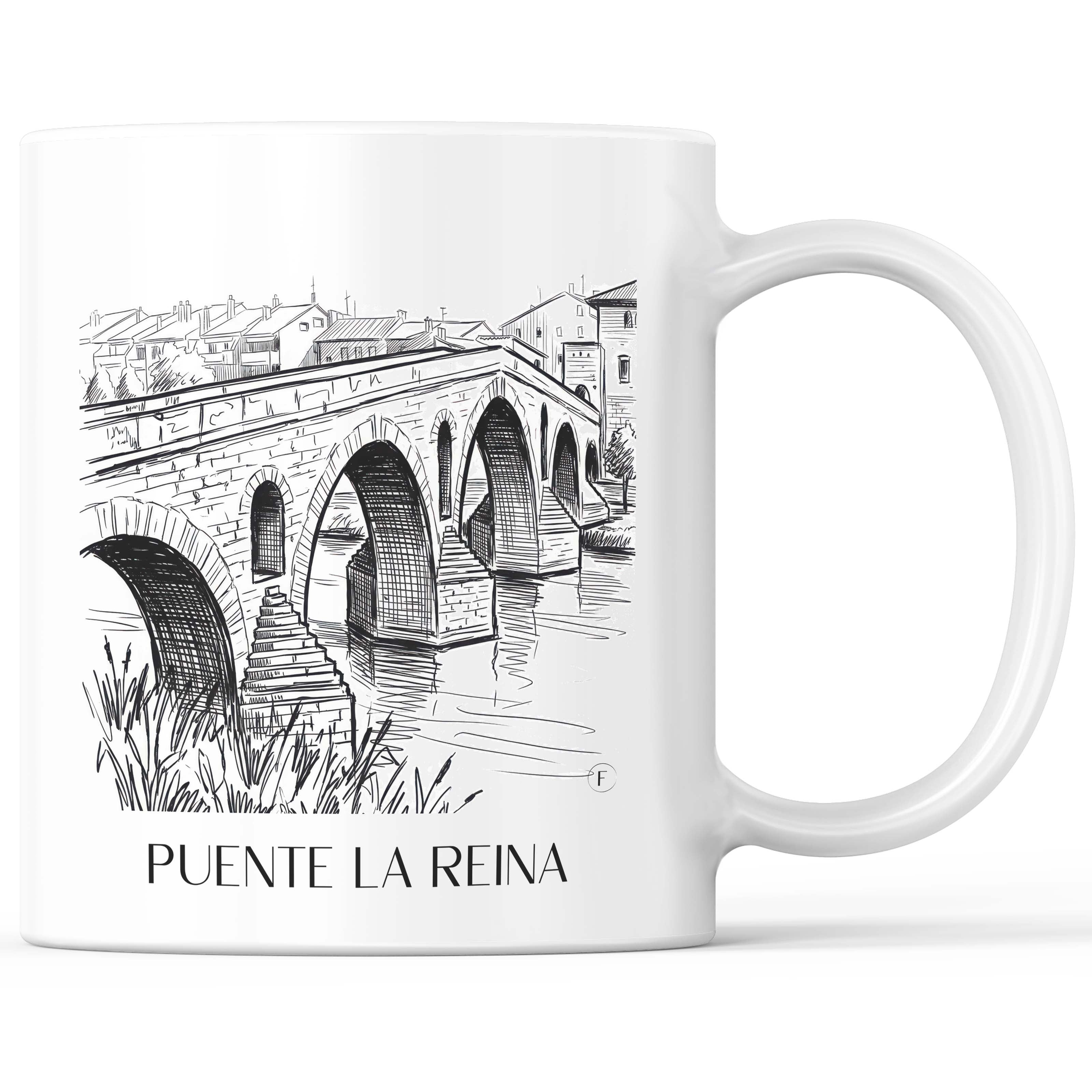 Puente la Reina Kaffeebecher - Spanien - Spanien Becher - Kaffeetasse im Skizze Stil - favplace