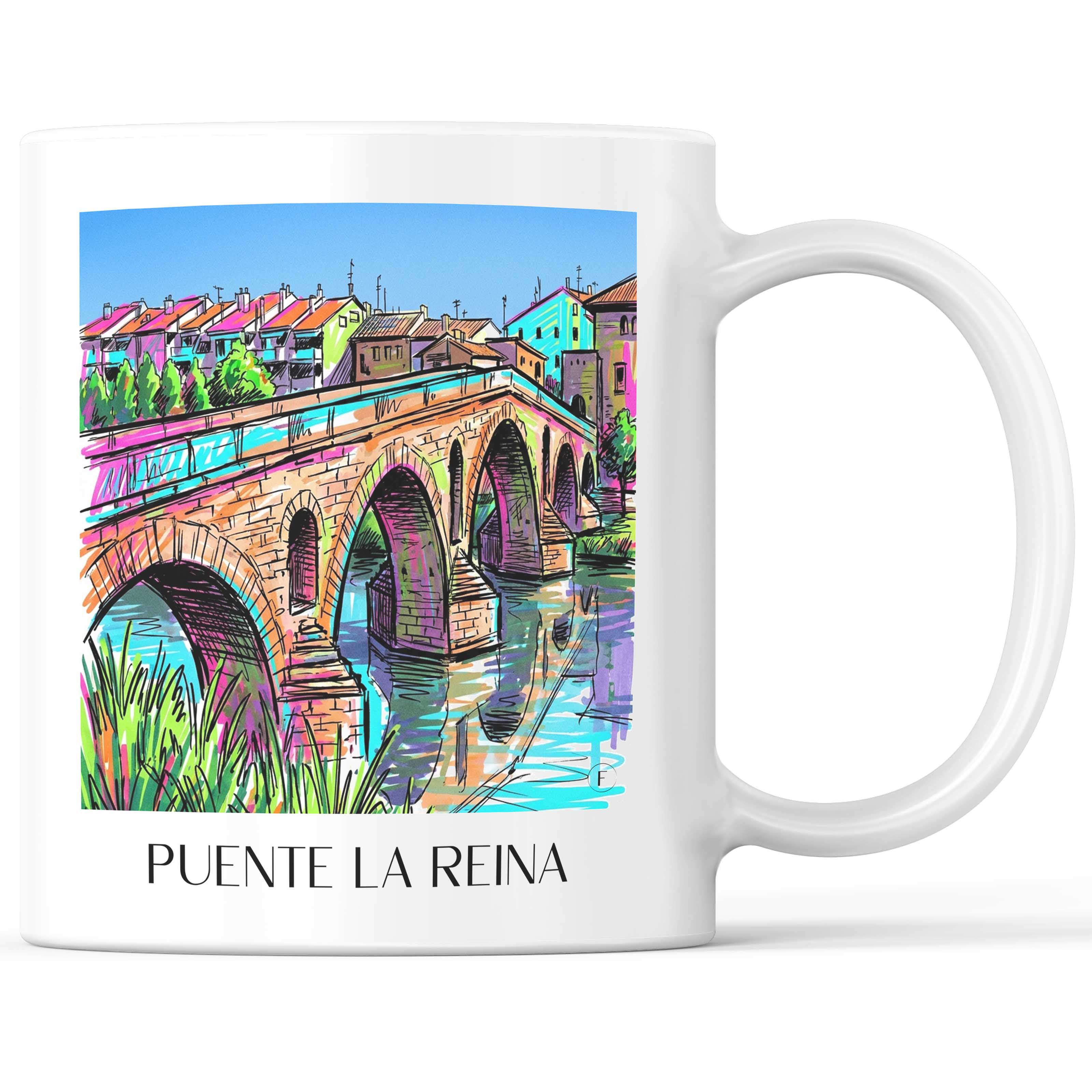 Puente la Reina Kaffeebecher - Spanien - Spanien Becher - Kaffeetasse im Tag Graffiti Stil - favplace