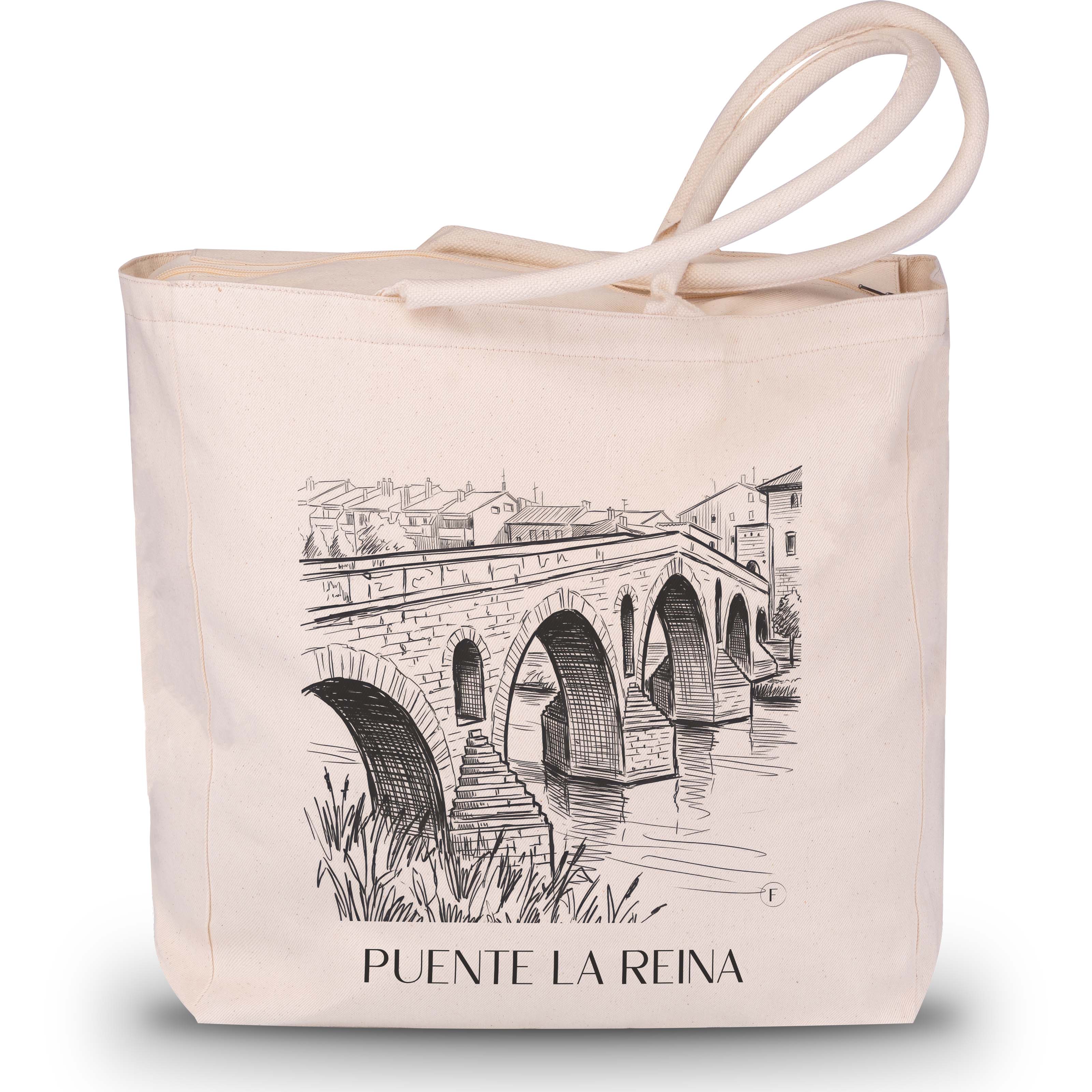 Puente la Reina Shopping Tasche - Spanien - Spanien Tote Bag - Einkaufstasche im Skizze Stil - favplace