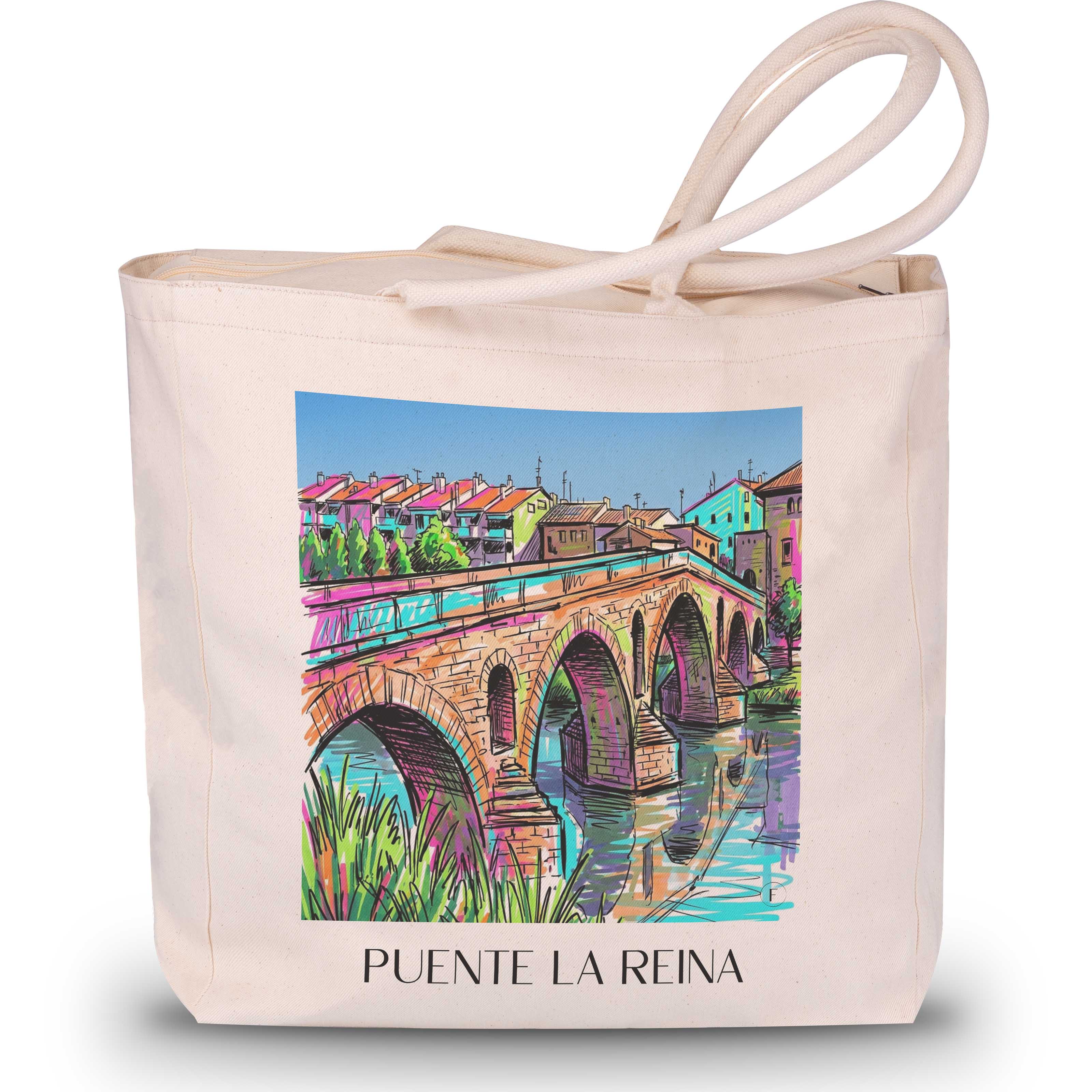 Puente la Reina Shopping Tasche - Spanien - Spanien Tote Bag - Einkaufstasche im Tag Graffiti Stil - favplace
