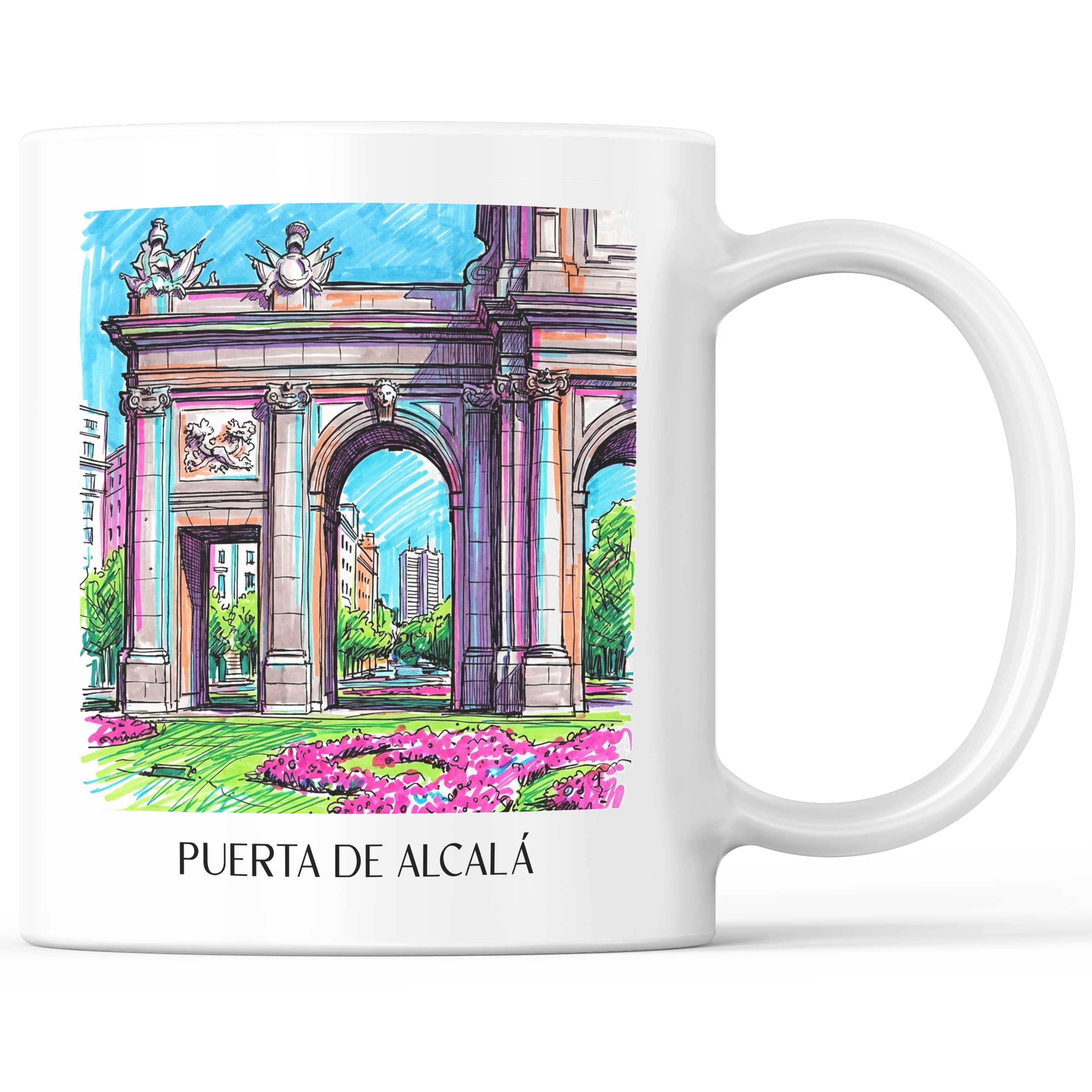 Puerta de Alcalá Kaffeebecher - Madrid - Spanien Becher - Kaffeetasse im Tag Graffiti Stil - favplace