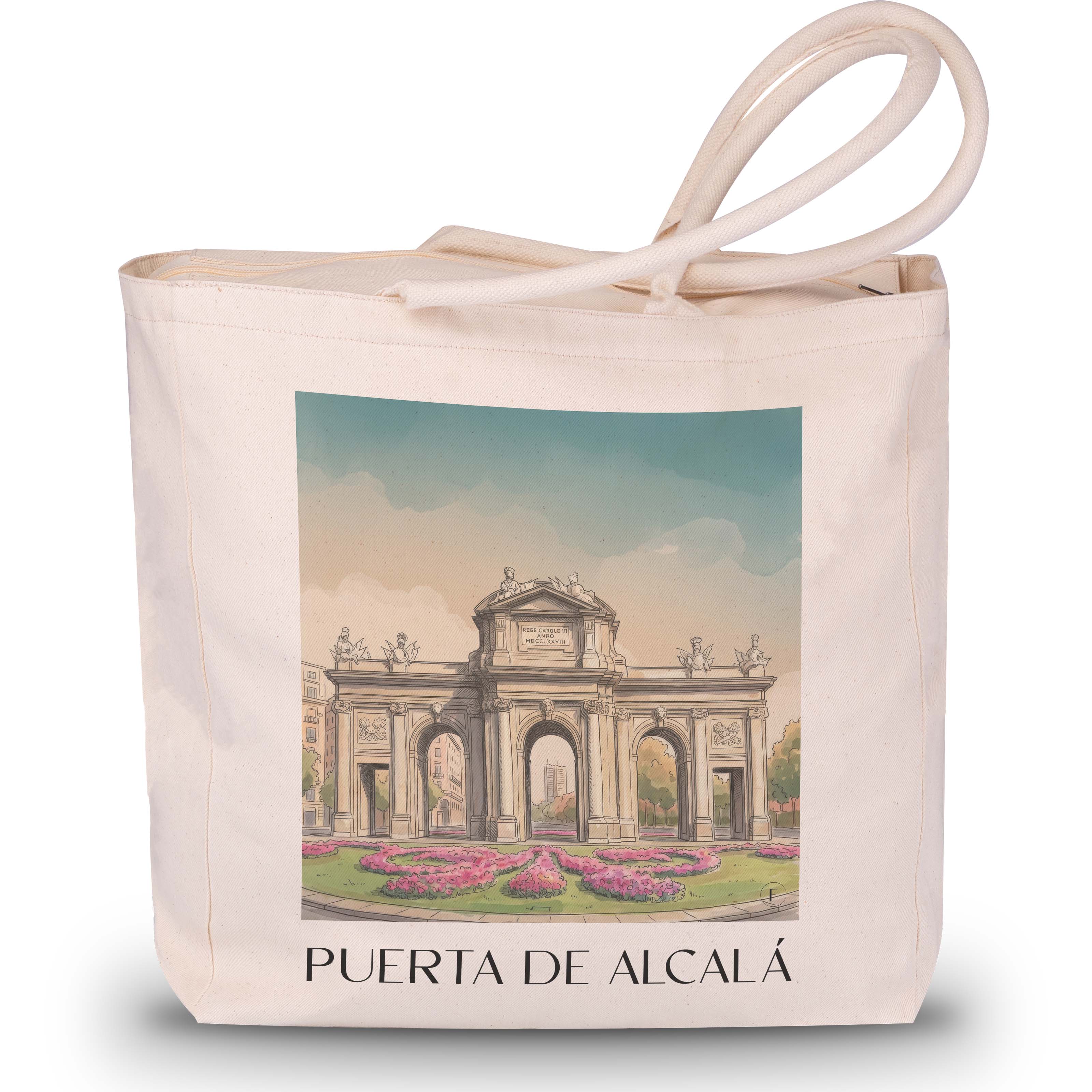 puerta-de-alcalá-madrid-spanien-einkaufstasche-aquarell