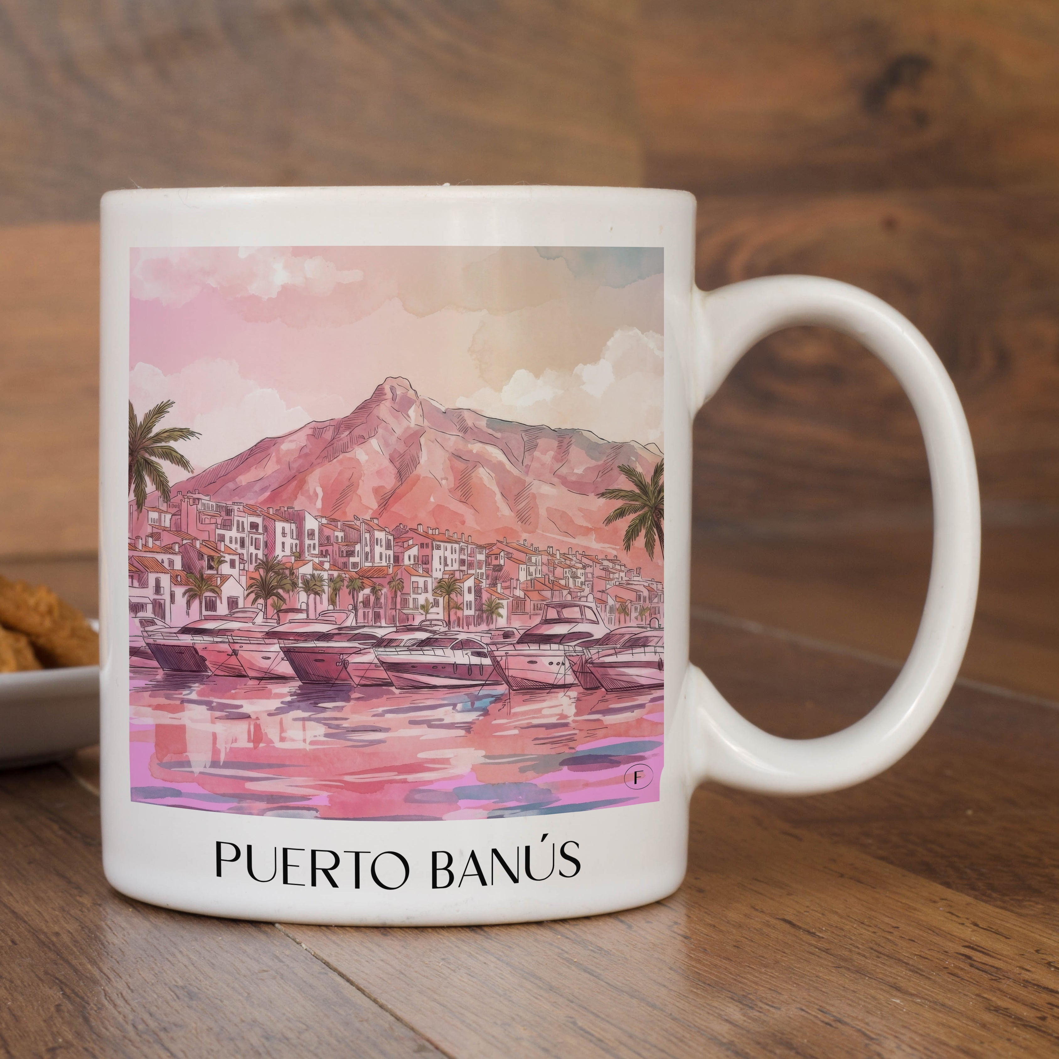 puerto-banús-marbella-spanien-kaffeebecher-aquarell-pink-rosa
