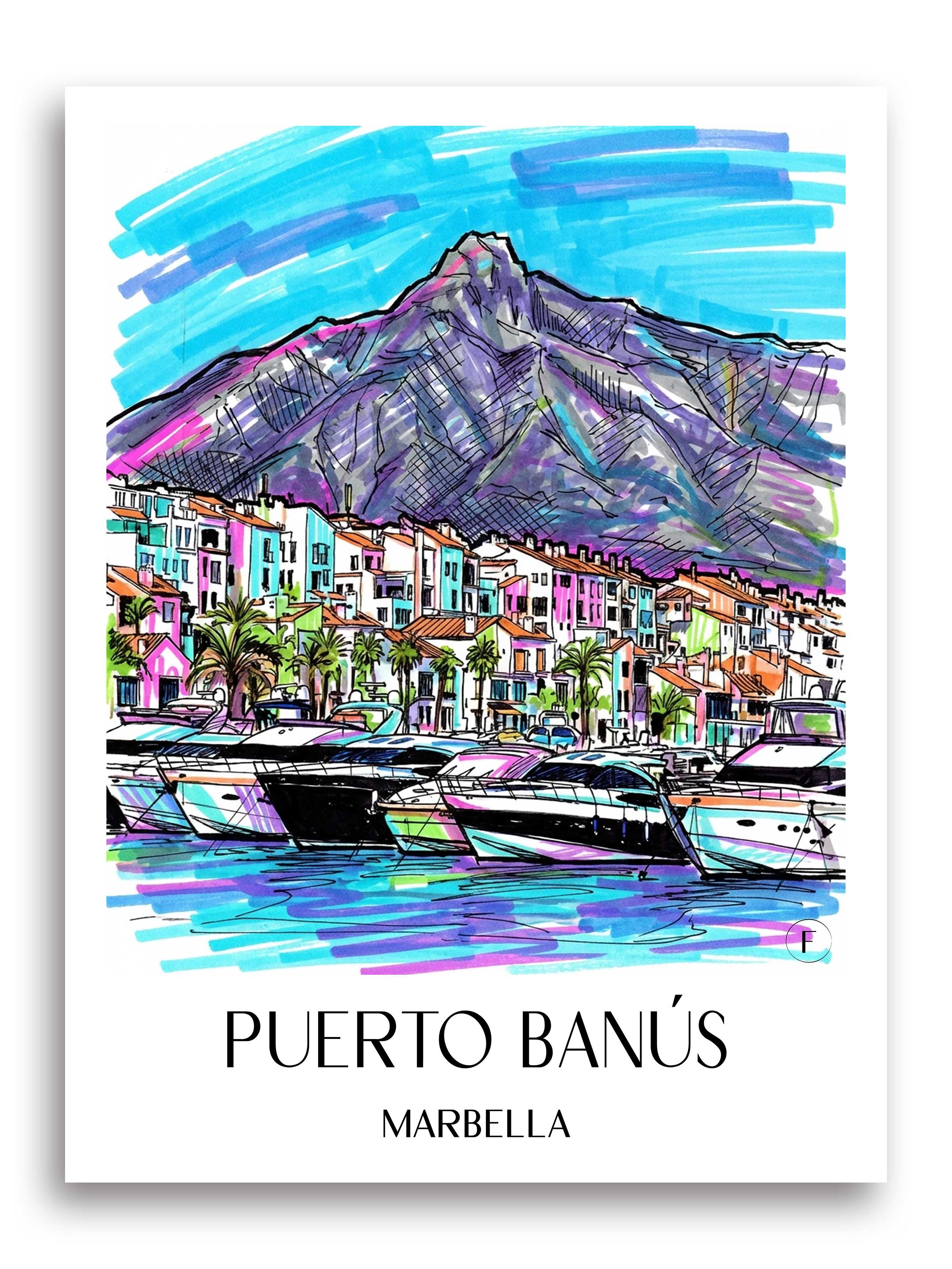 Puerto Banús Poster - Marbella - Spanien Kunstdruck - Tag Graffiti von A4 bis A1 - favplace