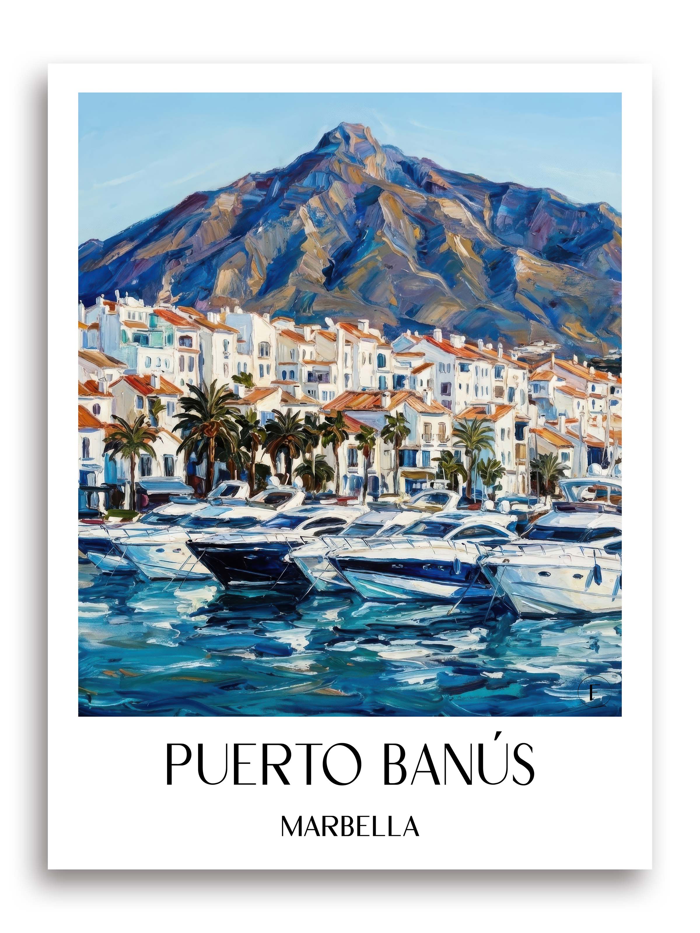 Puerto Banús Poster - Marbella - Spanien Kunstdruck - Ölgemälde von A4 bis A1 - favplace