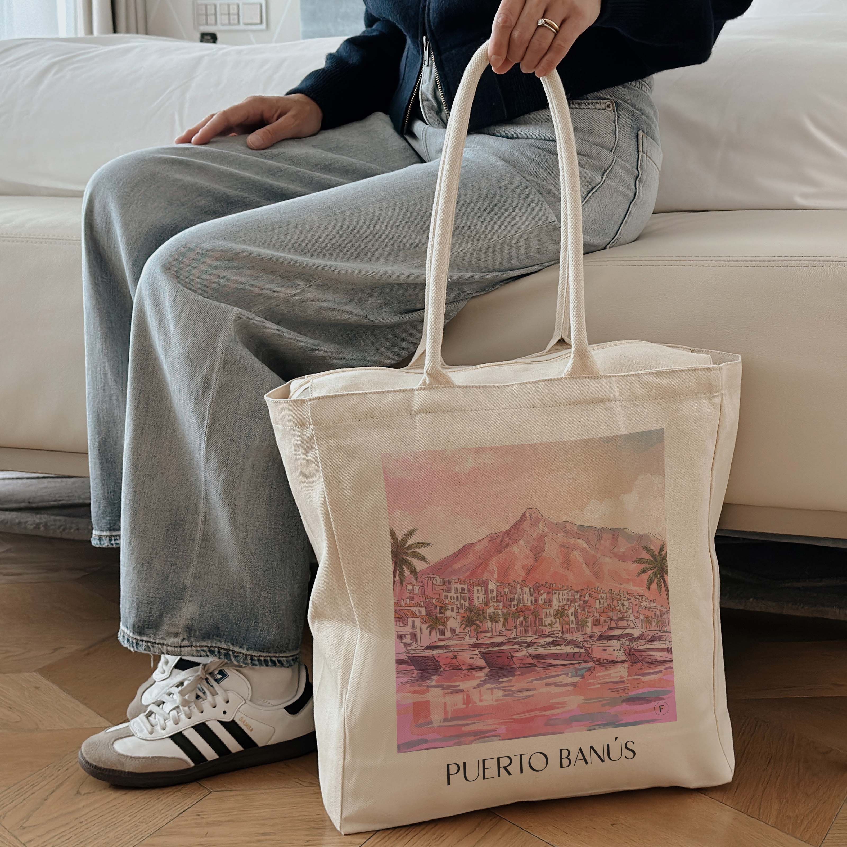puerto-banús-marbella-spanien-einkaufstasche-aquarell-pink-rosa