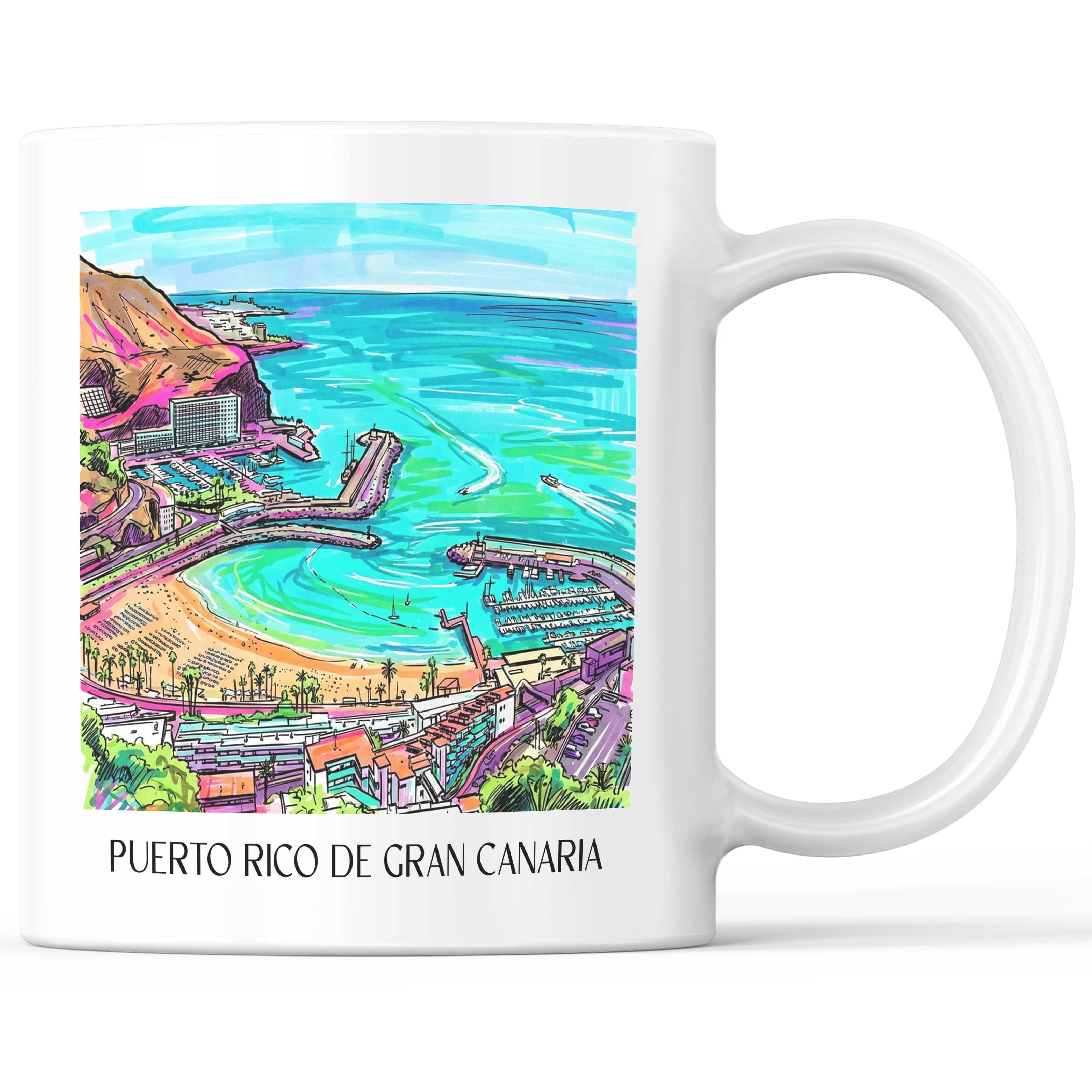 Puerto Rico Kaffeebecher - Gran Canaria - USA und Spanien Becher - Kaffeetasse im Tag Graffiti Stil - favplace