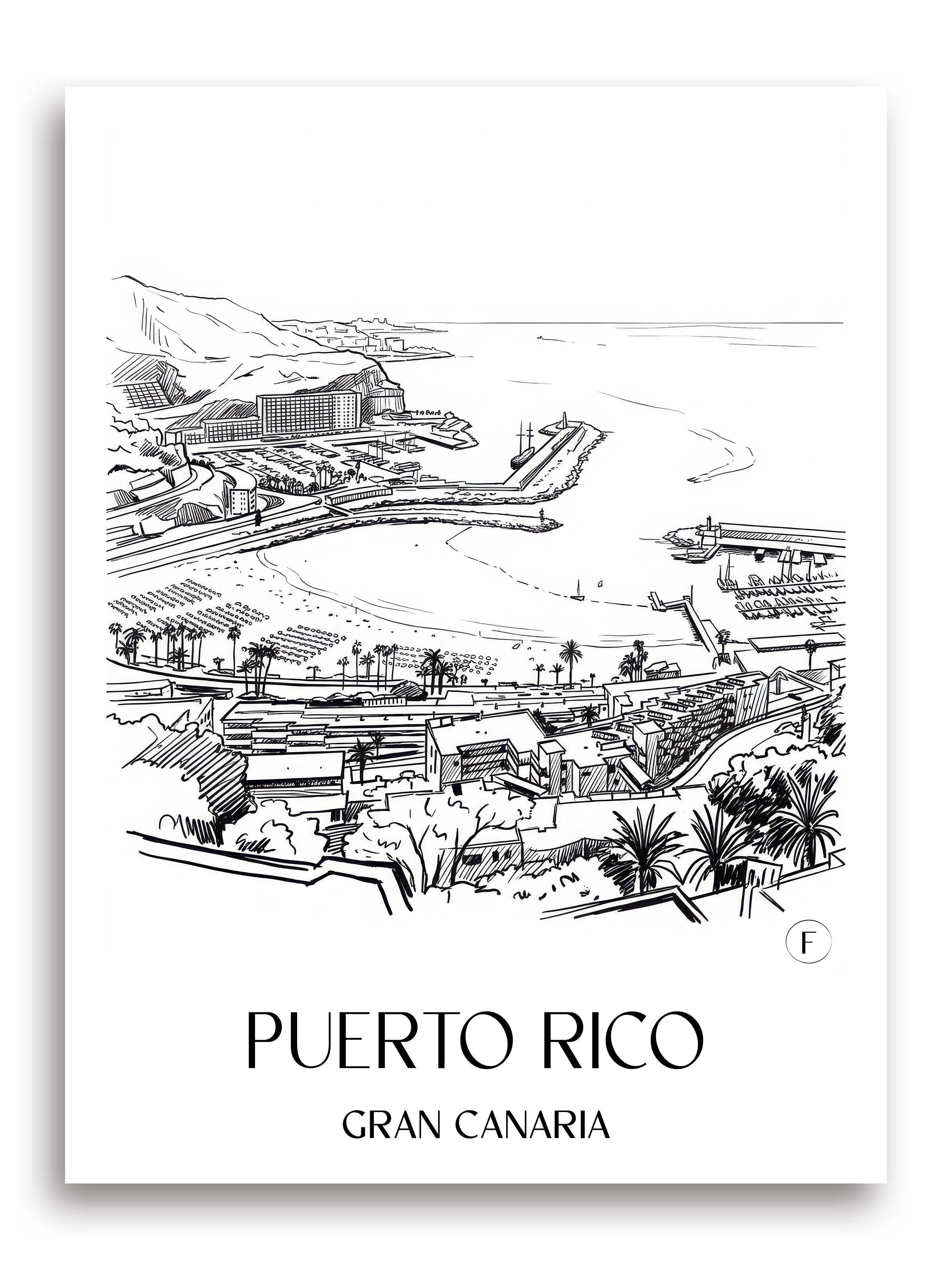 Puerto Rico Poster - Gran Canaria - Puerto Rico und Spanien Kunstdruck - Skizze von A4 bis A1 - favplace