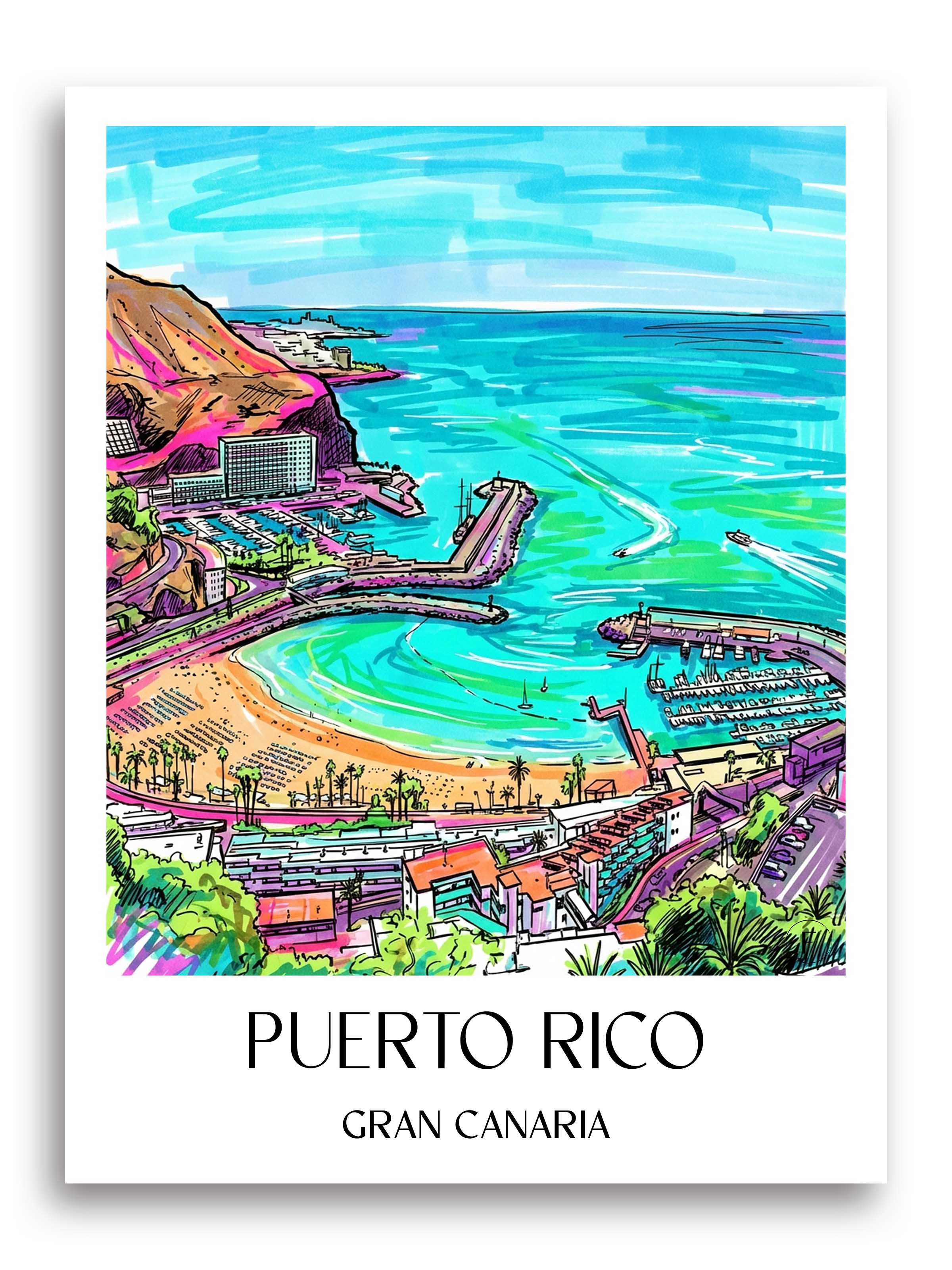 Puerto Rico Poster - Gran Canaria - Puerto Rico und Spanien Kunstdruck - Tag Graffiti von A4 bis A1 - favplace