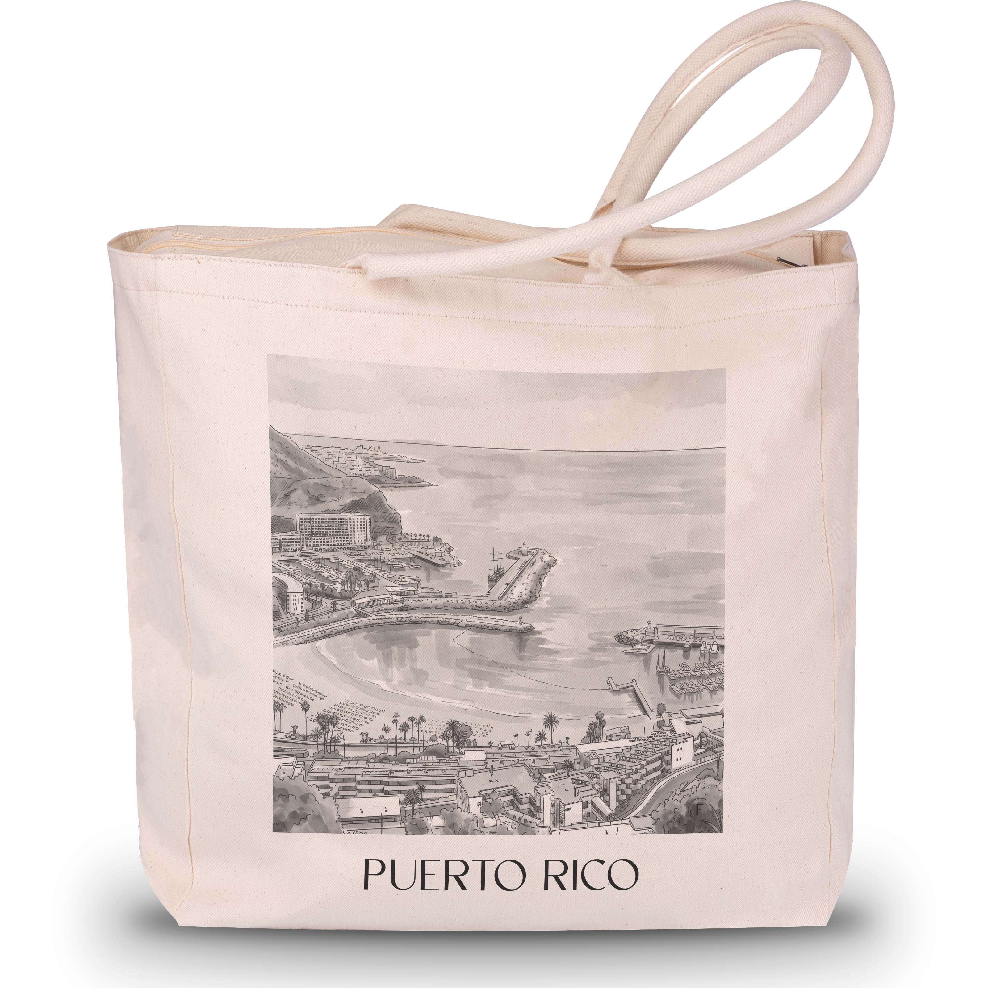 Puerto Rico Shopping Tasche - Gran Canaria - Puerto Rico und Spanien Tote Bag - Einkaufstasche im Aquarell Schwarz-Weiß Stil - favplace