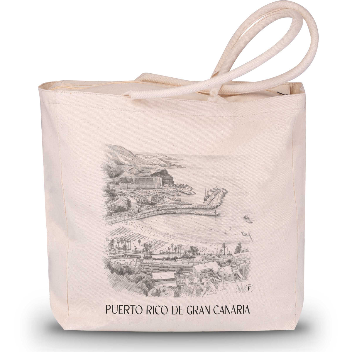 Puerto Rico Shopping Tasche - Gran Canaria - Spanien Tote Bag - Einkaufstasche im Zeichnung Stil - favplace