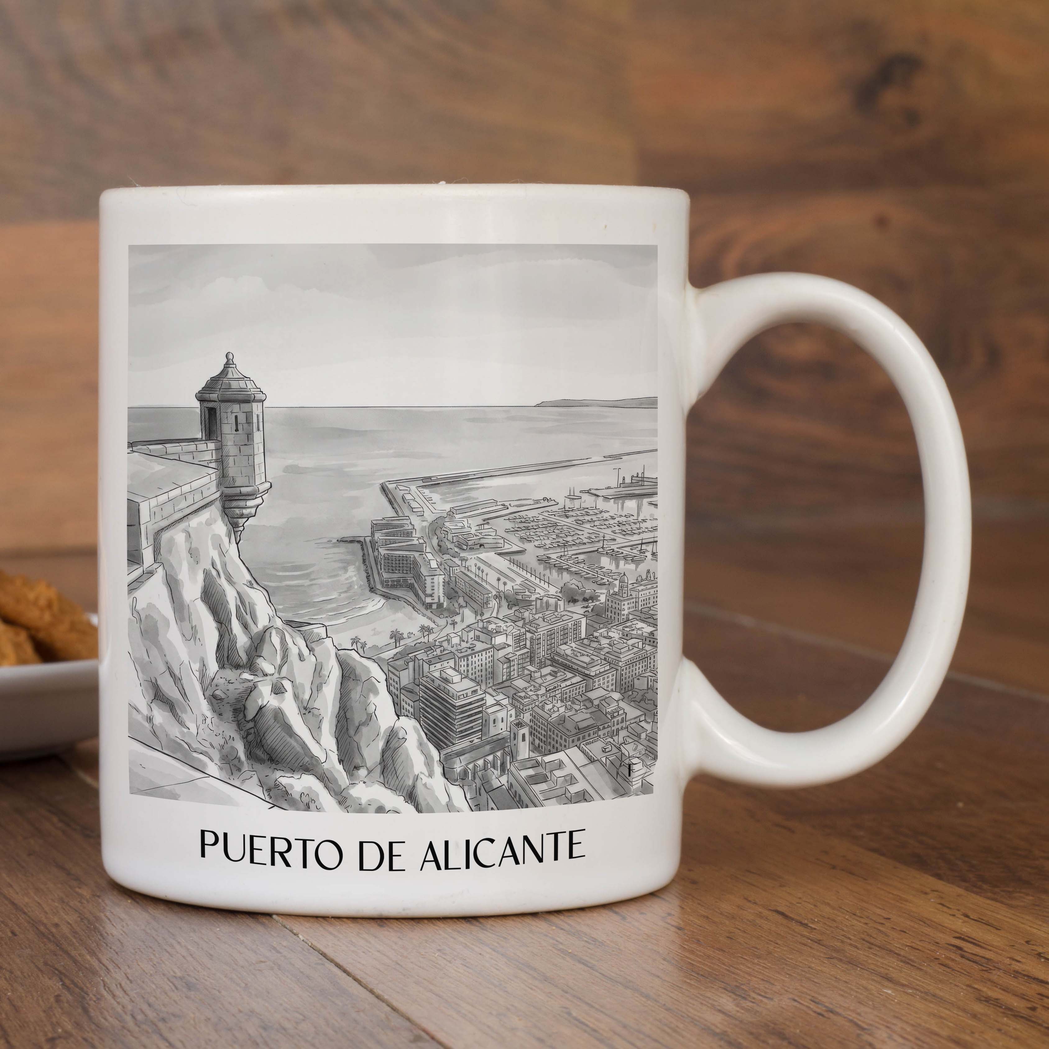 puerto-de-alicante-spanien-spanien-kaffeebecher-aquarell-schwarz-weiss