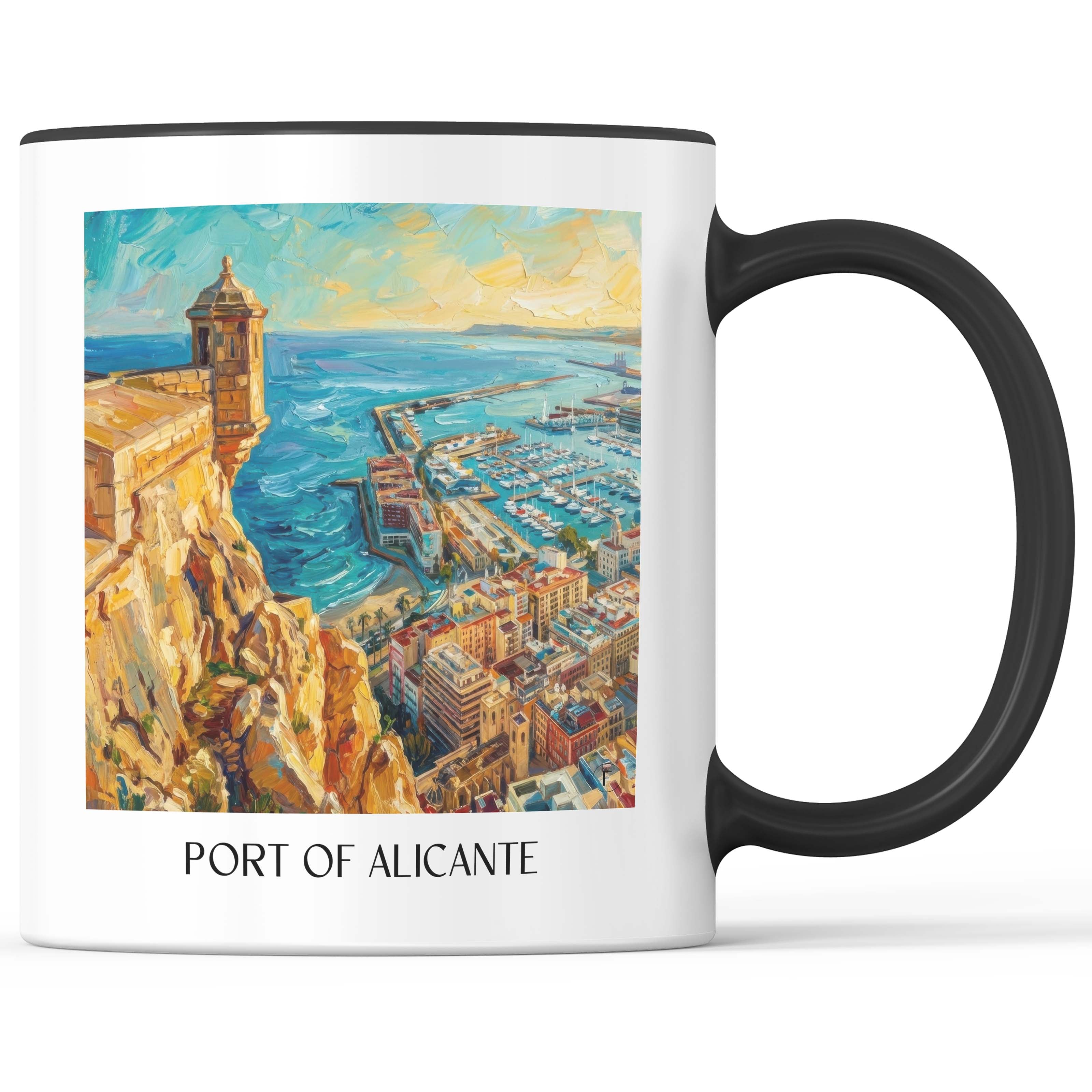 Puerto de Alicante Kaffeebecher - Spanien - Spanien Becher - Kaffeetasse im Ölgemälde Stil - favplace
