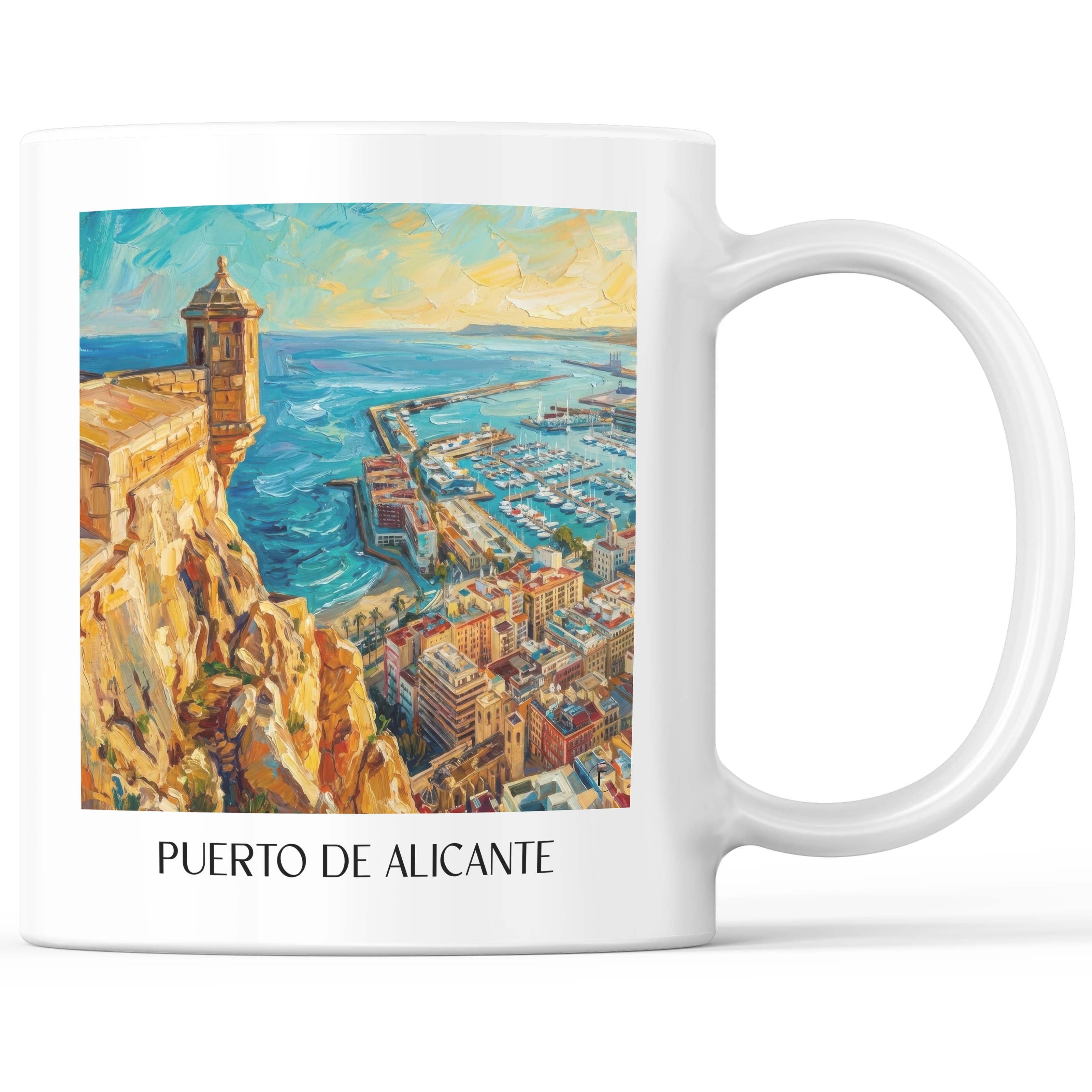 Puerto de Alicante Kaffeebecher - Spanien - Spanien Becher - Kaffeetasse im Ölgemälde Stil - favplace