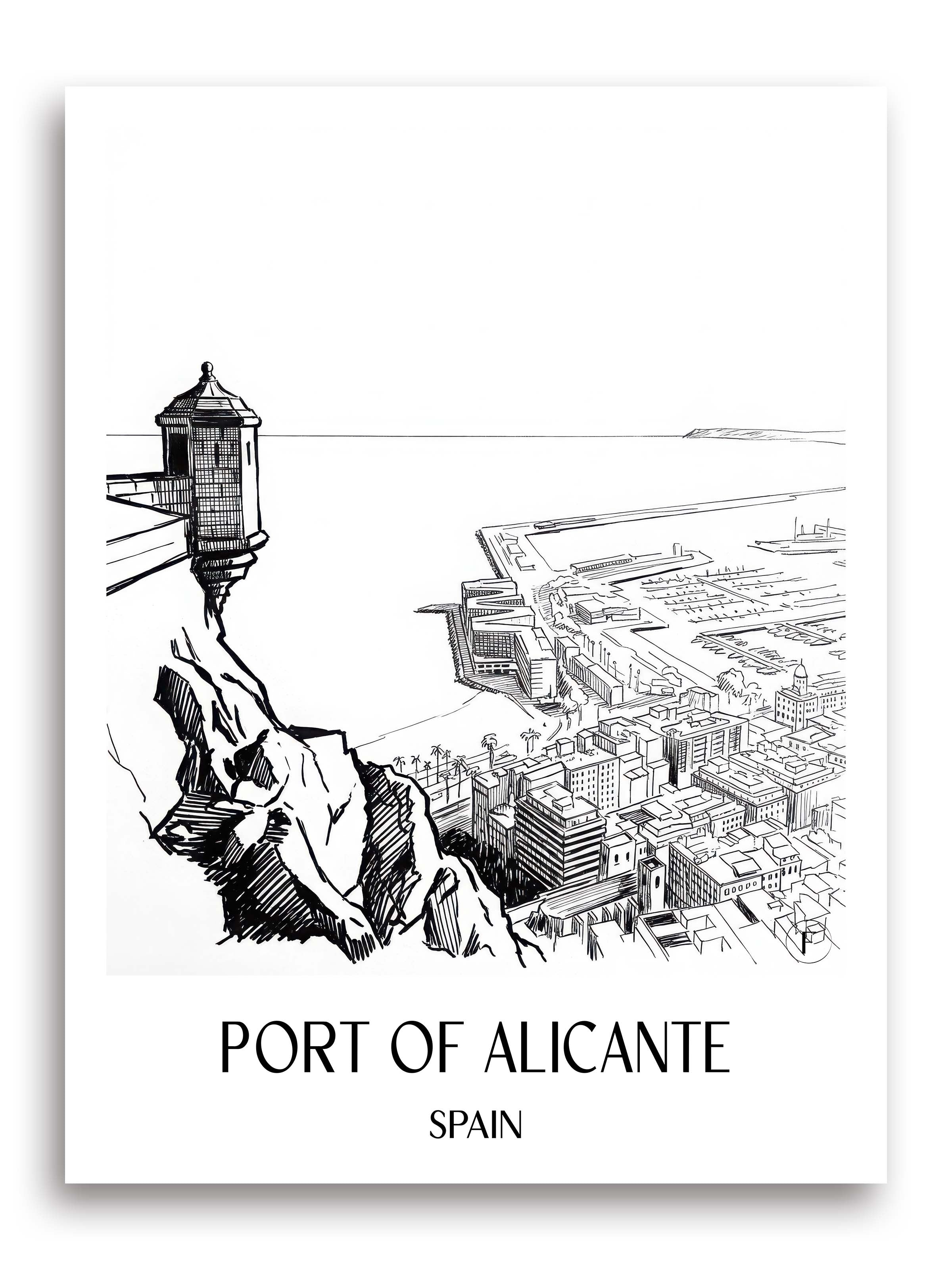 Puerto de Alicante Poster - Spanien - Spanien Kunstdruck - Skizze von A4 bis A1 - favplace