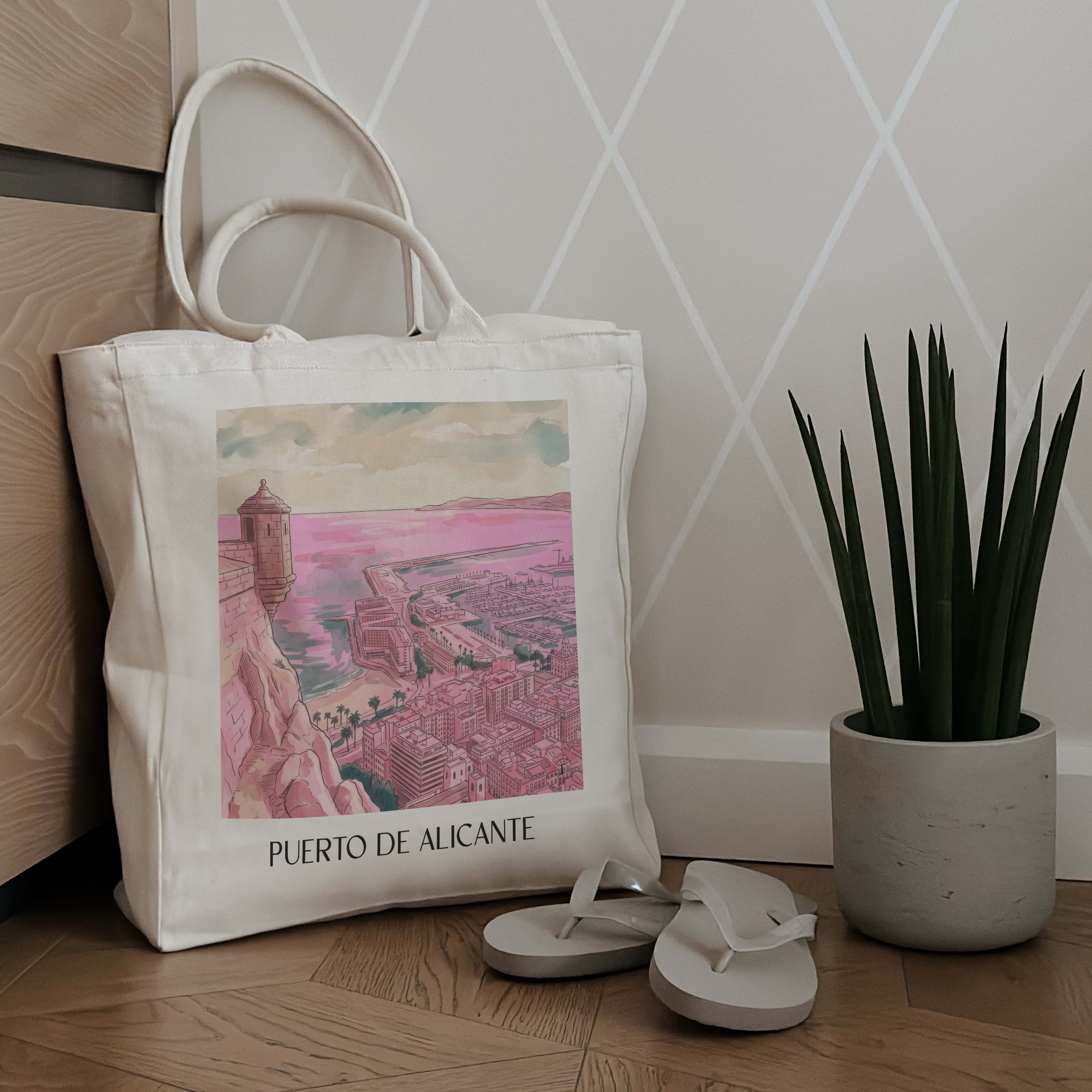 puerto-de-alicante-spanien-spanien-einkaufstasche-aquarell-pink-rosa