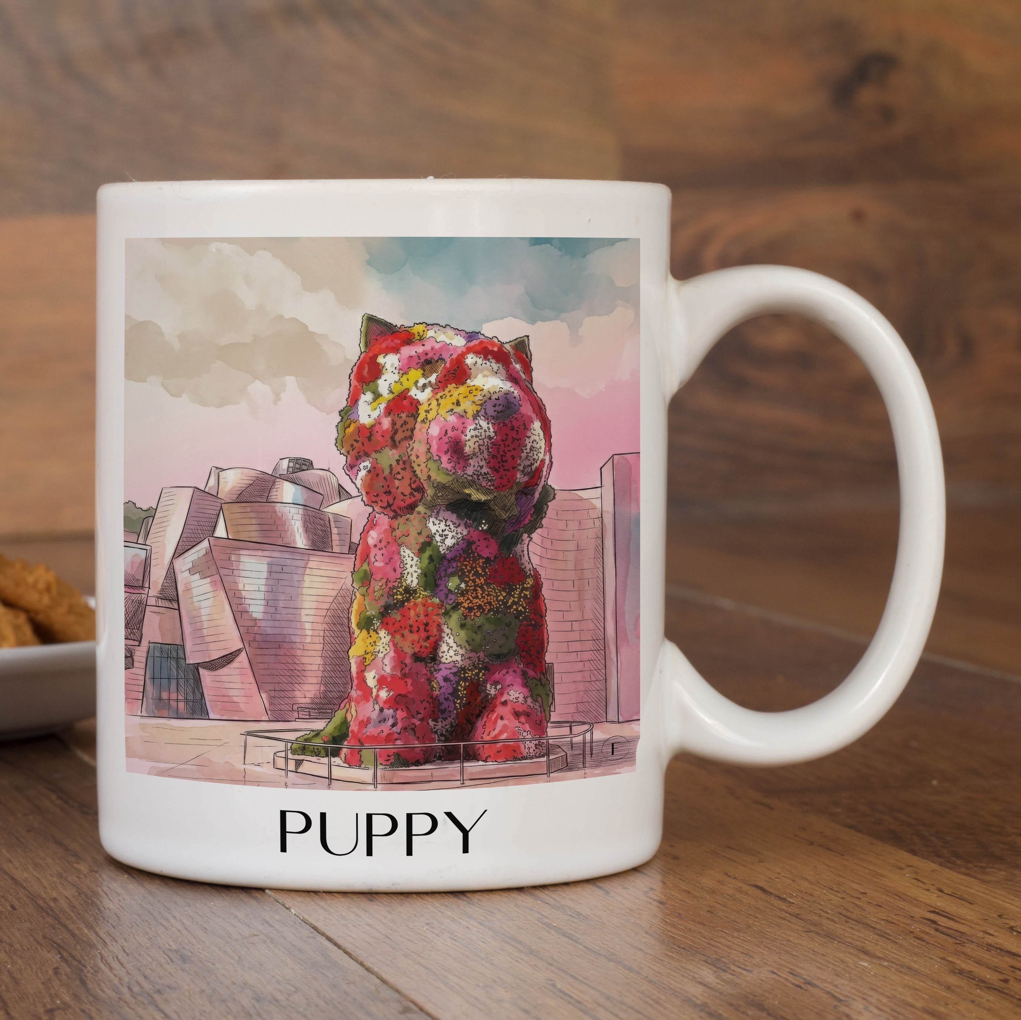 puppy-bilbao-spanien-kaffeebecher-aquarell-pink-rosa