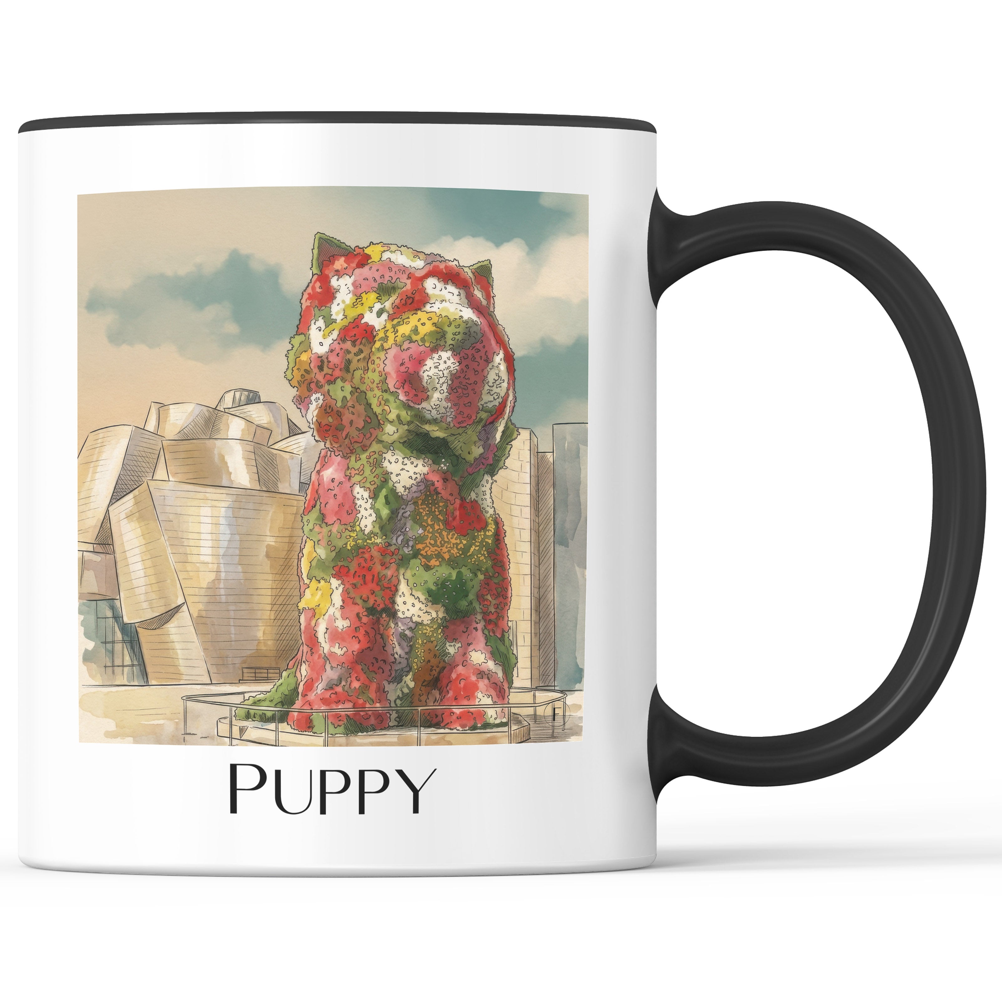 Puppy Kaffeebecher - Bilbao - Spanien Becher - Kaffeetasse im Aquarell Stil - favplace