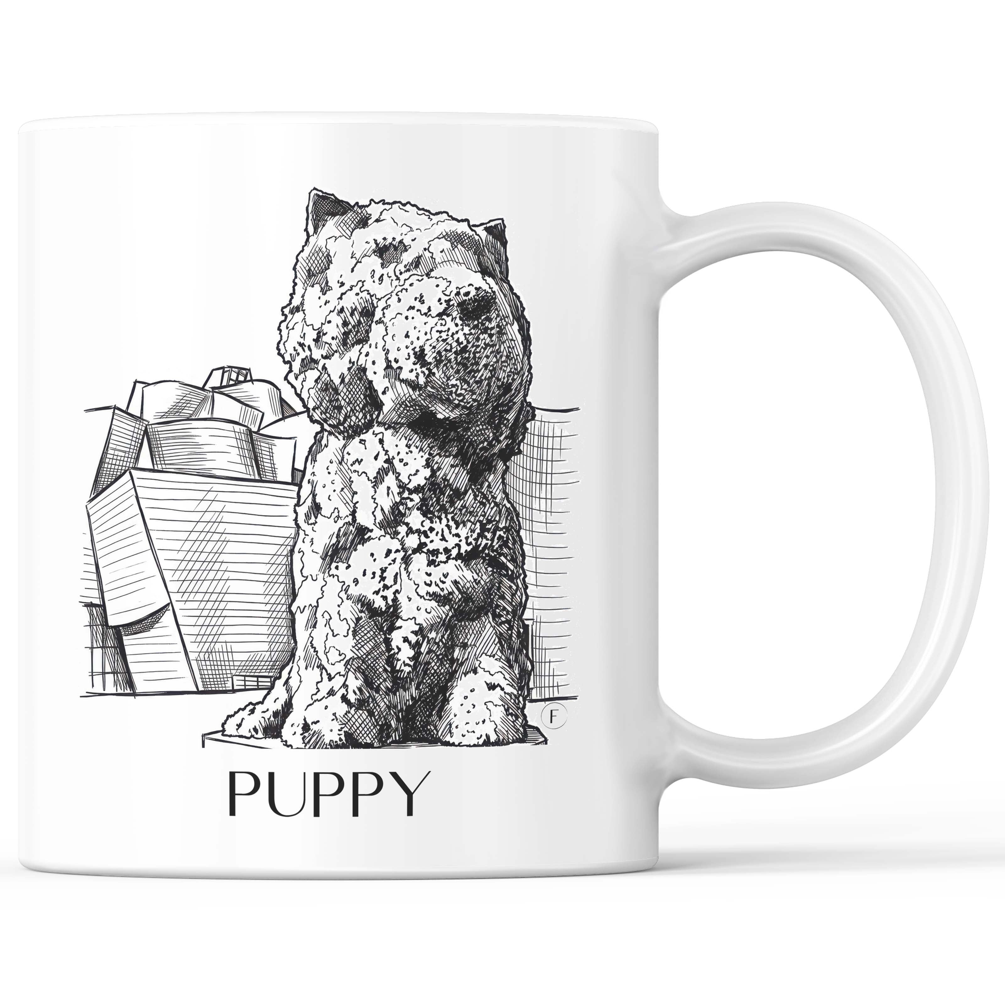 Puppy Kaffeebecher - Bilbao - Spanien Becher - Kaffeetasse im Skizze Stil - favplace