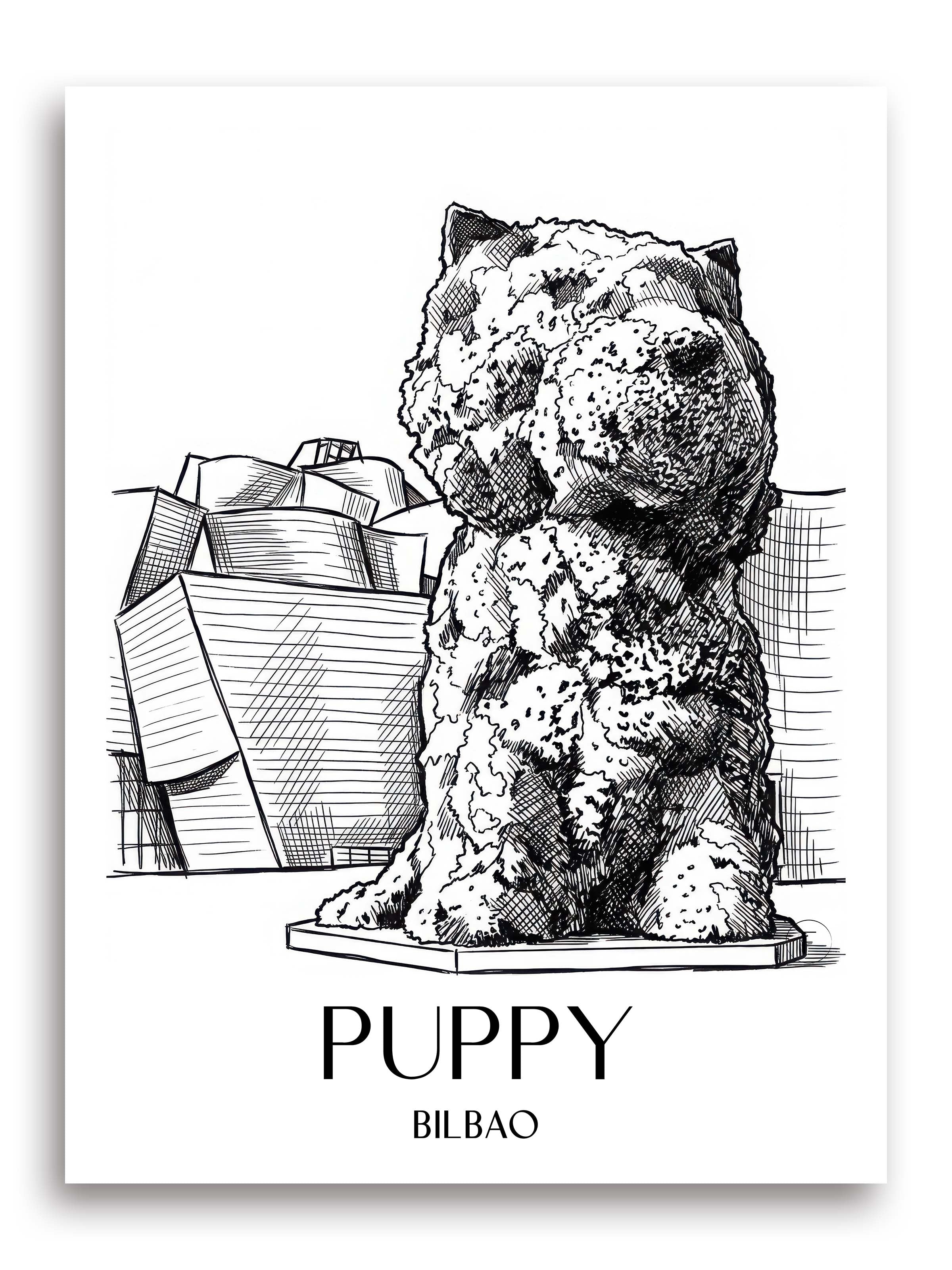 puppy-bilbao-spanien-poster-skizze