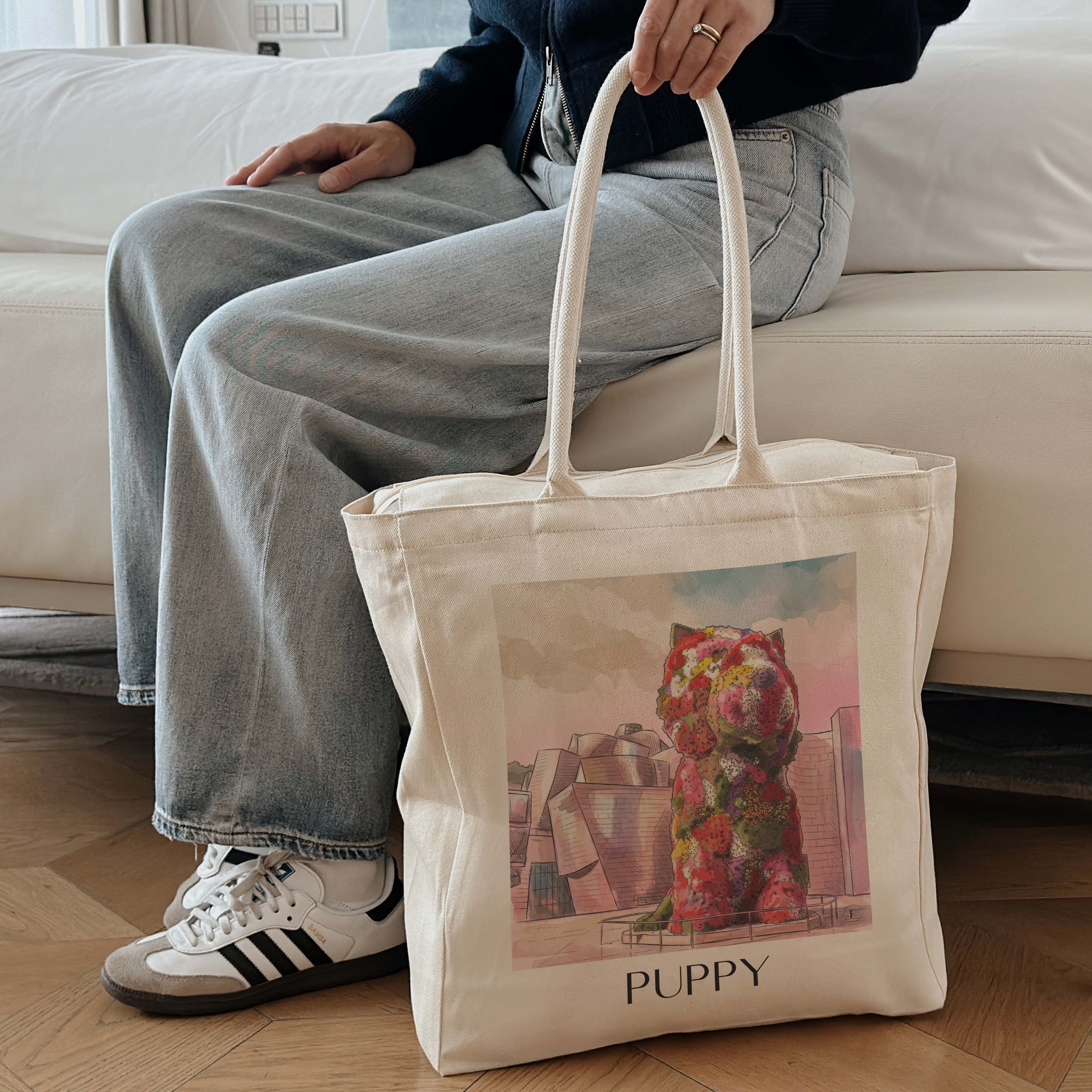 puppy-bilbao-spanien-einkaufstasche-aquarell-pink-rosa