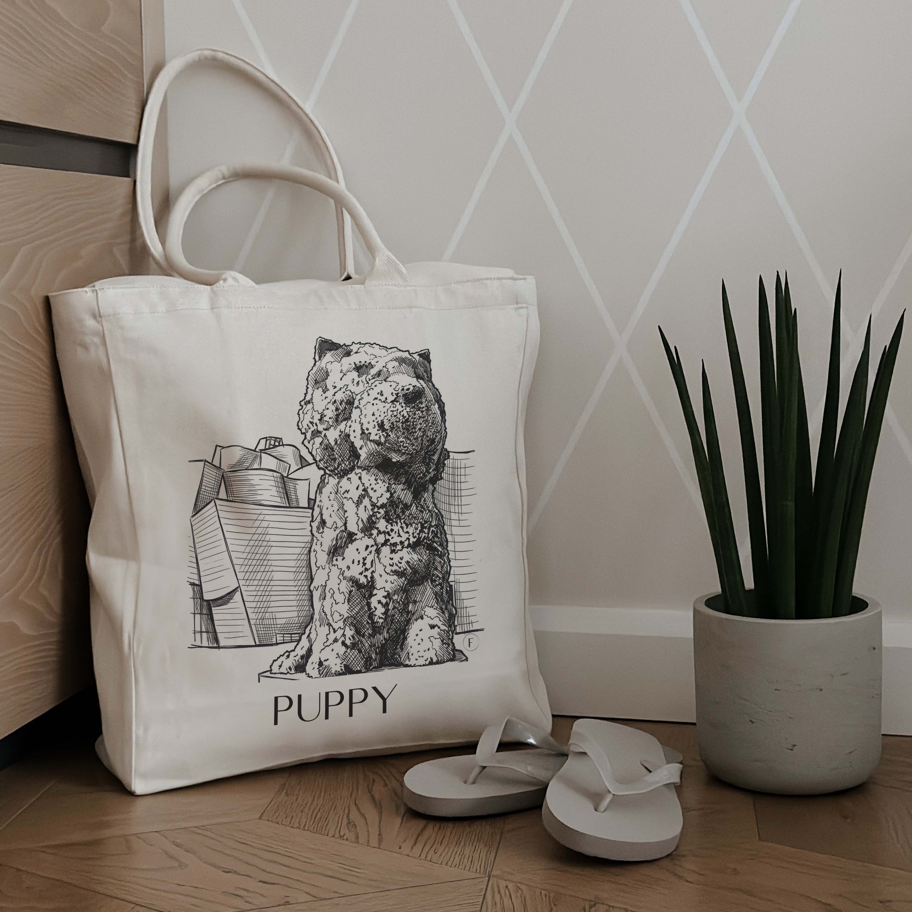 puppy-bilbao-spanien-einkaufstasche-skizze