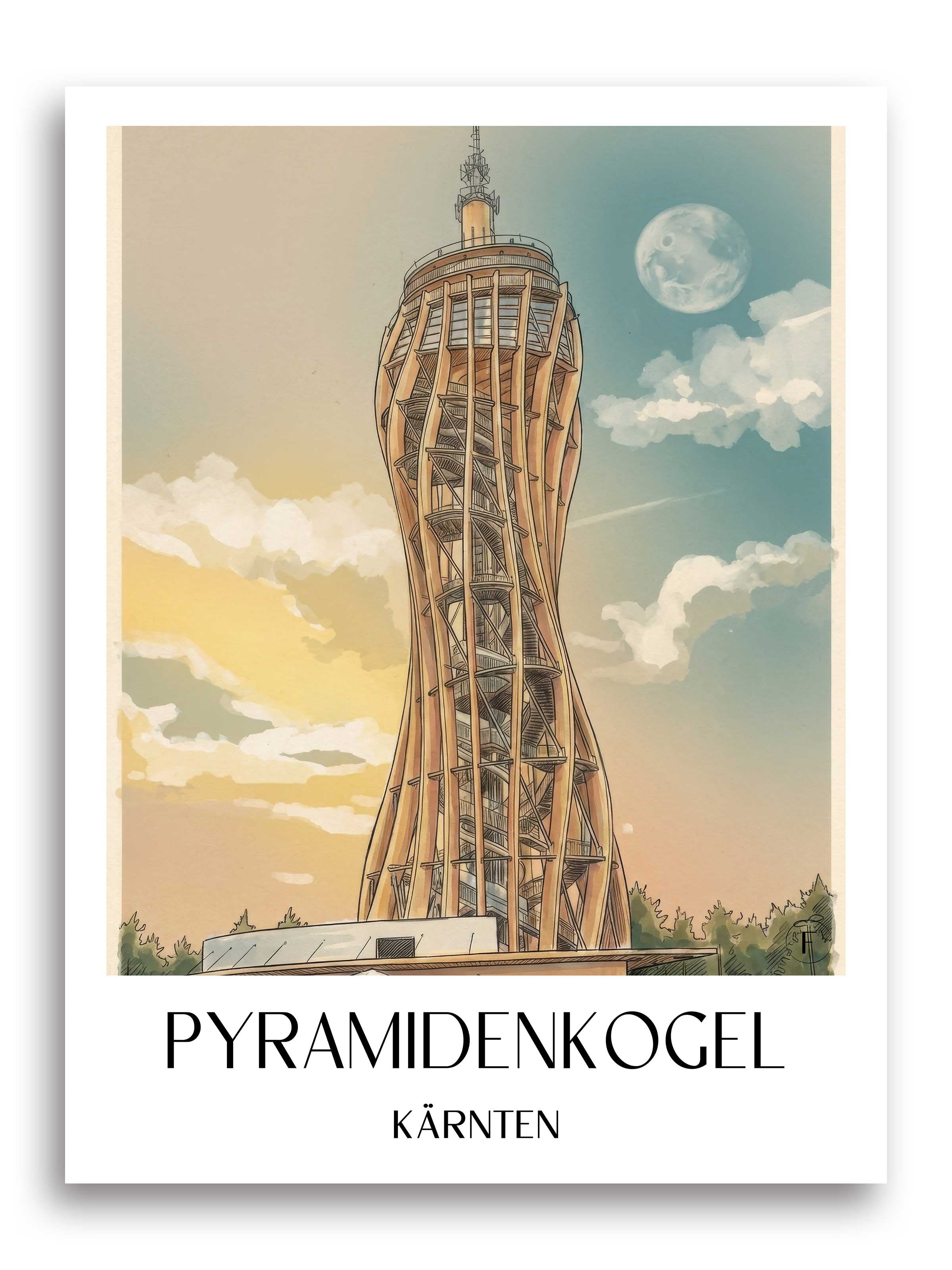 pyramidenkogel-kärnten-österreich-poster-aquarell